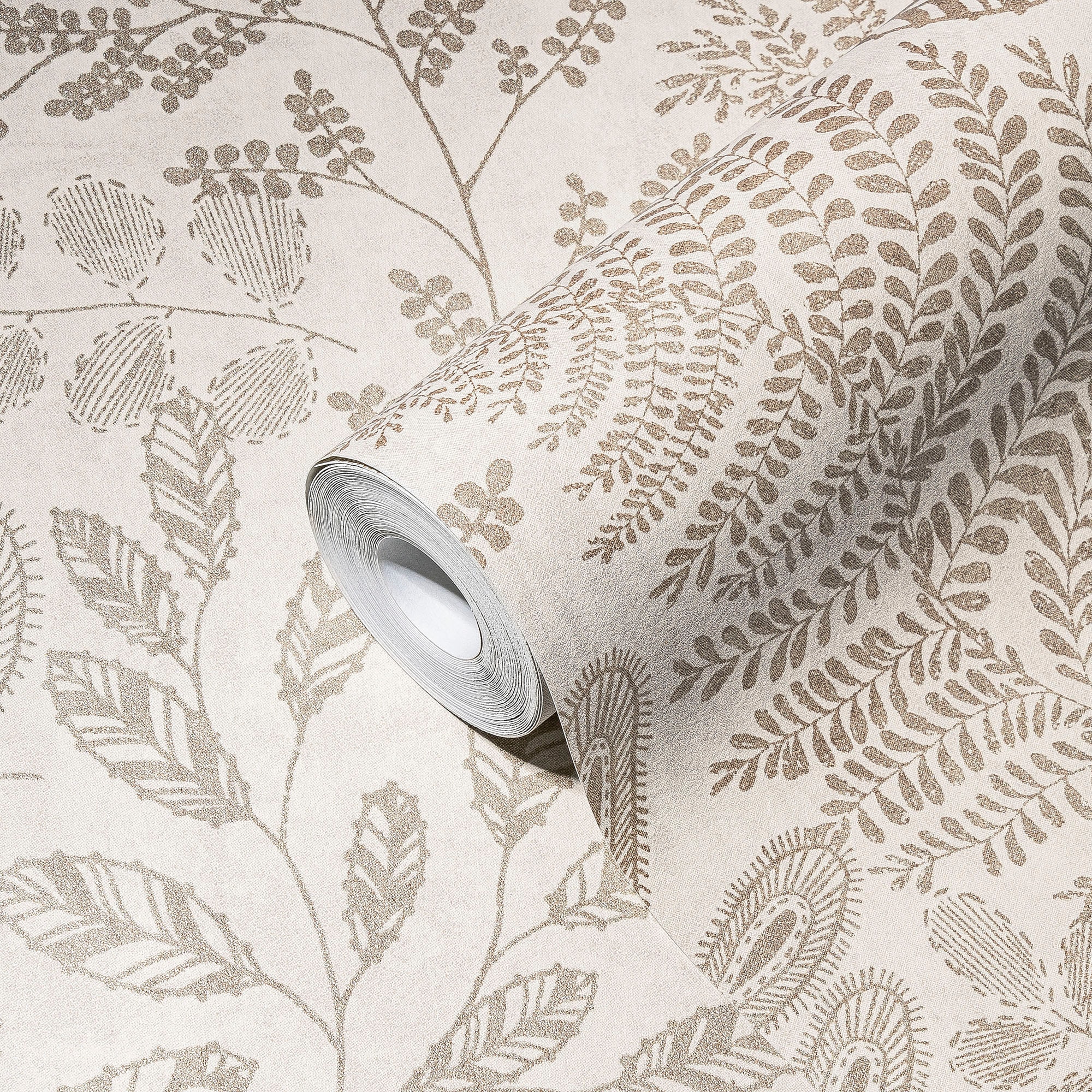 A.S. Création Vliestapete »THE BOS Blätter Floral«, matt-gemustert-neutral, Florale Tapete Tapete Floral Tapeten Wohnzimmer Schlafzimmer Küche