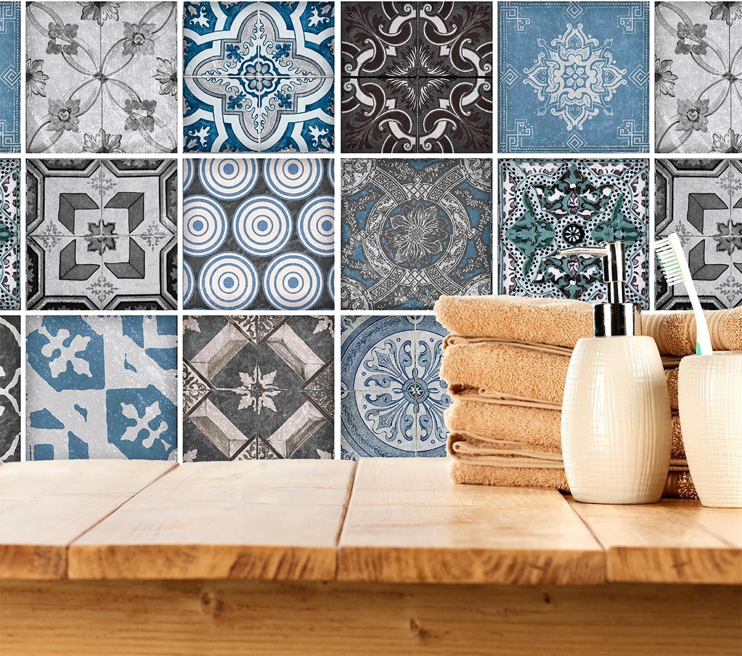 queence Fliesenaufkleber »Mosaik Muster«, Stickerfliesen, selbstklebend, Sticker, 12er Set