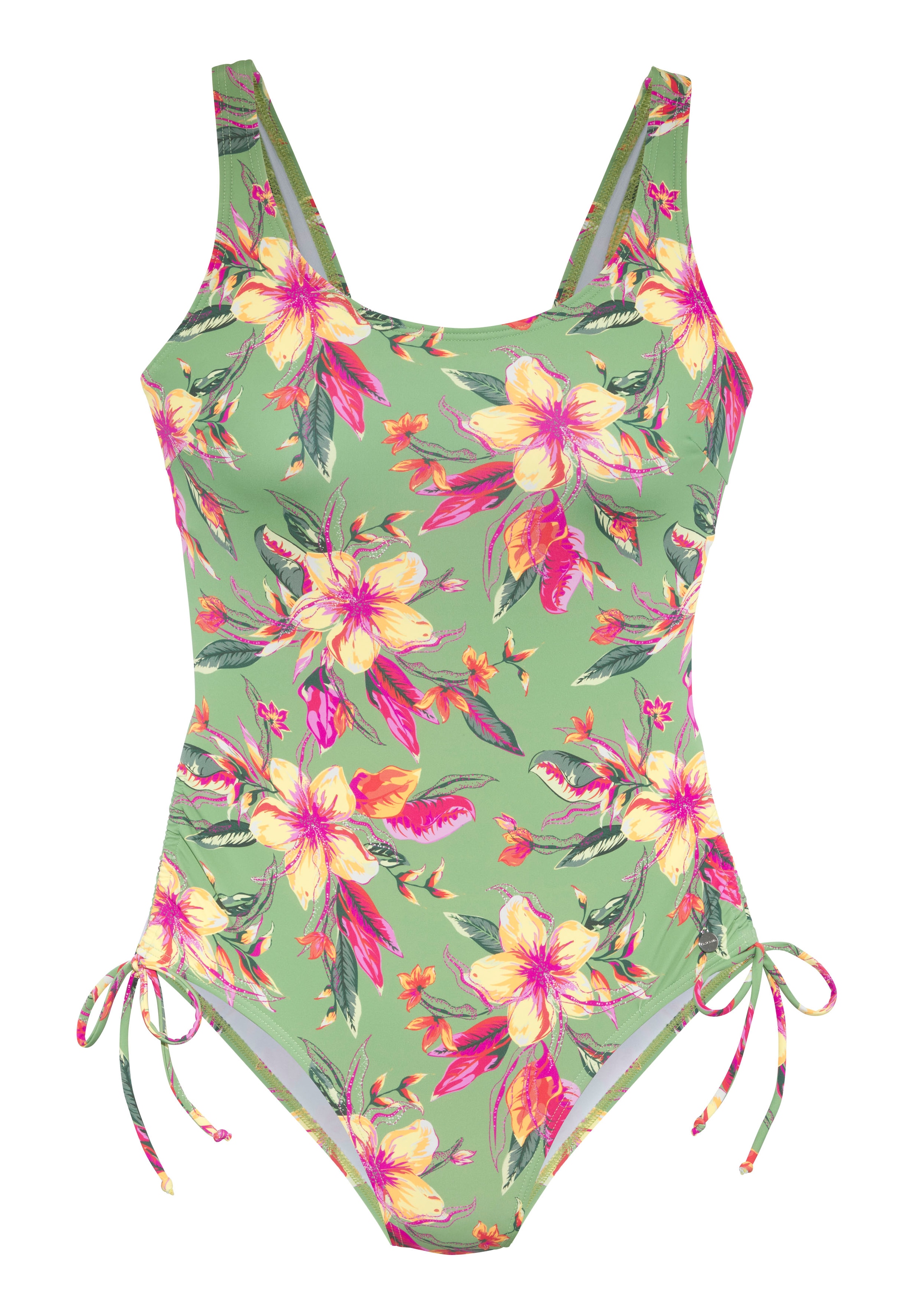 LASCANA Badeanzug »Malia« mit seitlicher Raffung und tropischem Print