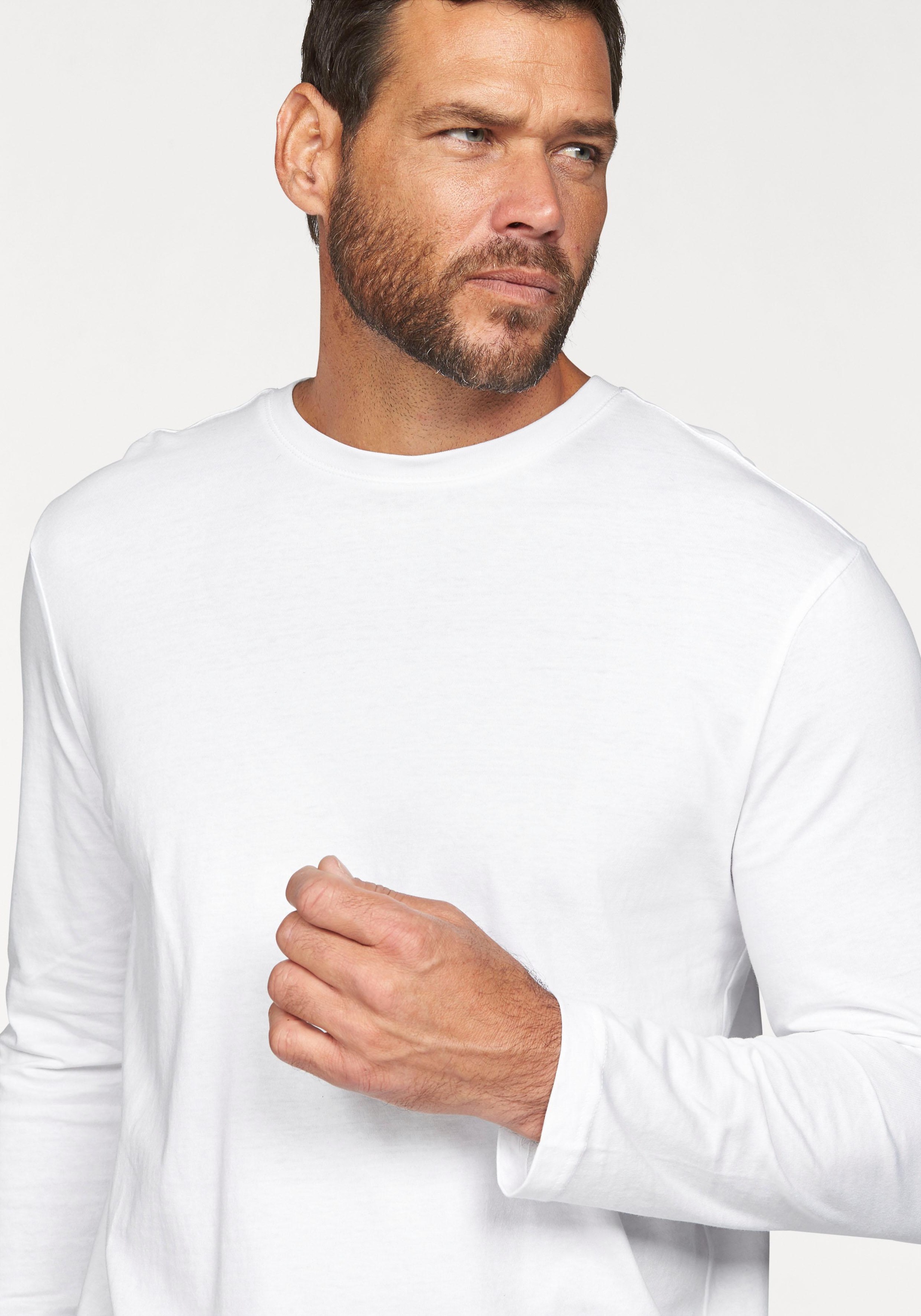 Man's World Langarmshirt »neue Farbe !«, (3er-Pack), Langarm, unifarben, aus Baumwolle, im 3er-Pack