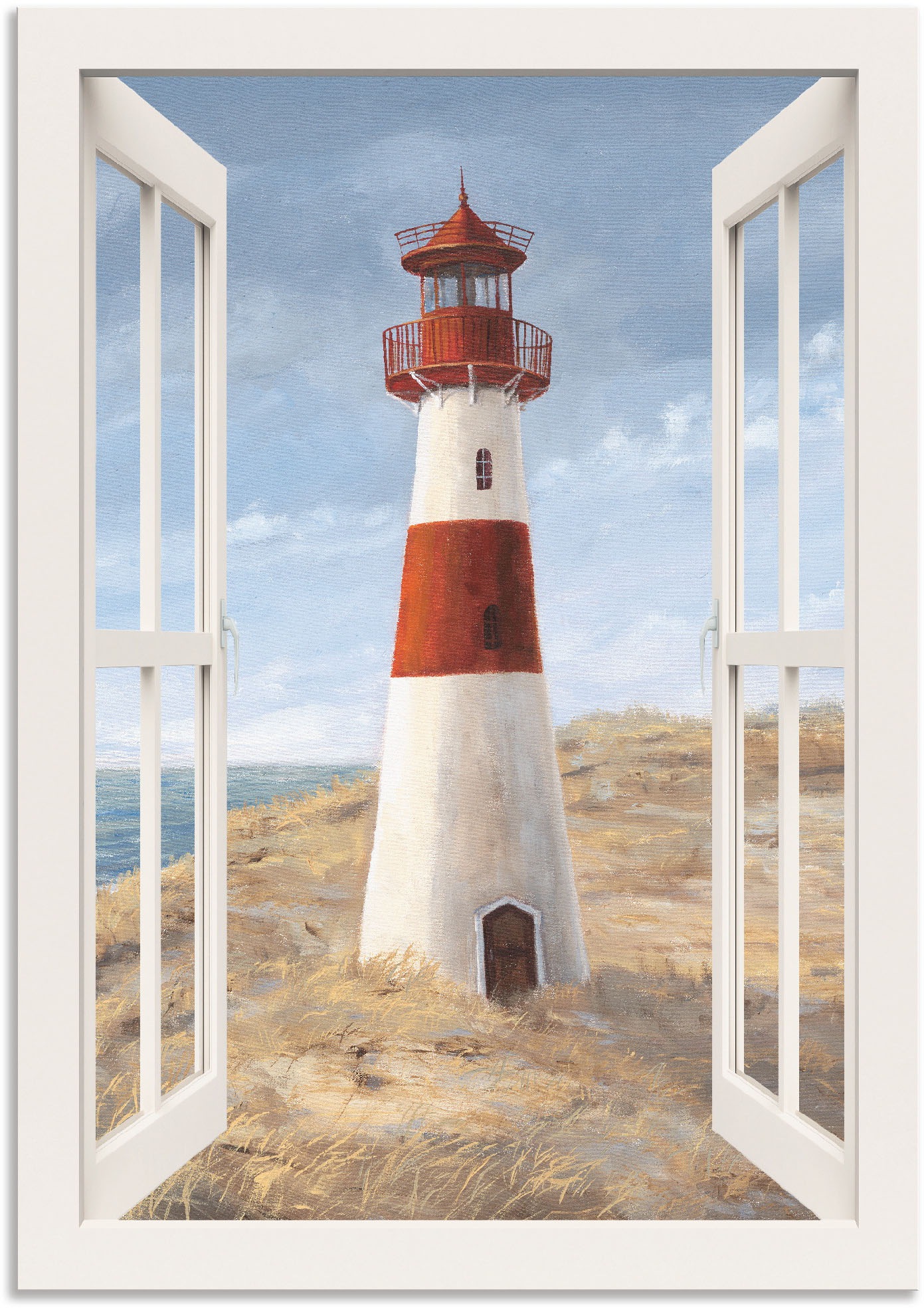 Artland Wandbild "Leuchtturm I Fensterblick", Gebäude, (1 St.), als Alubild günstig online kaufen