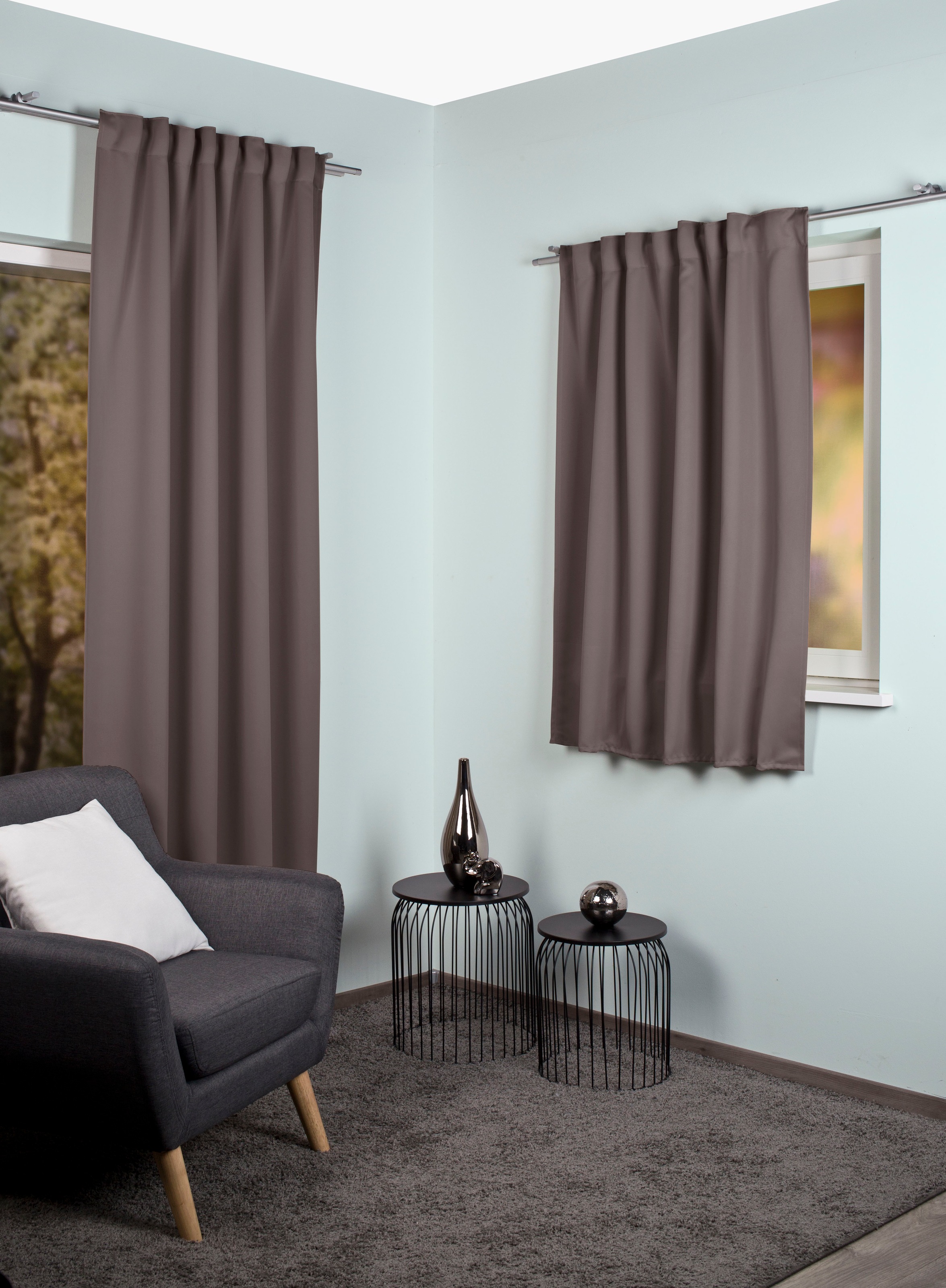 Home Basics Vorhang »BLACKY«, (1 St.), Kombibandschal BLACKY Uni günstig online kaufen