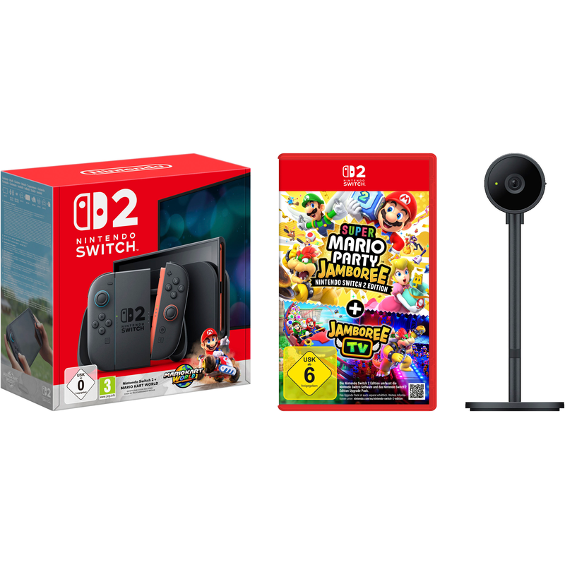 NINTENDO SWITCH 2 Spielekonsole »Switch 2 (Mario Kart World Bundle) + Mario Party Jamboree + Kamera« 256 GB Switch 2 (Mario Kart World Bundle) +...