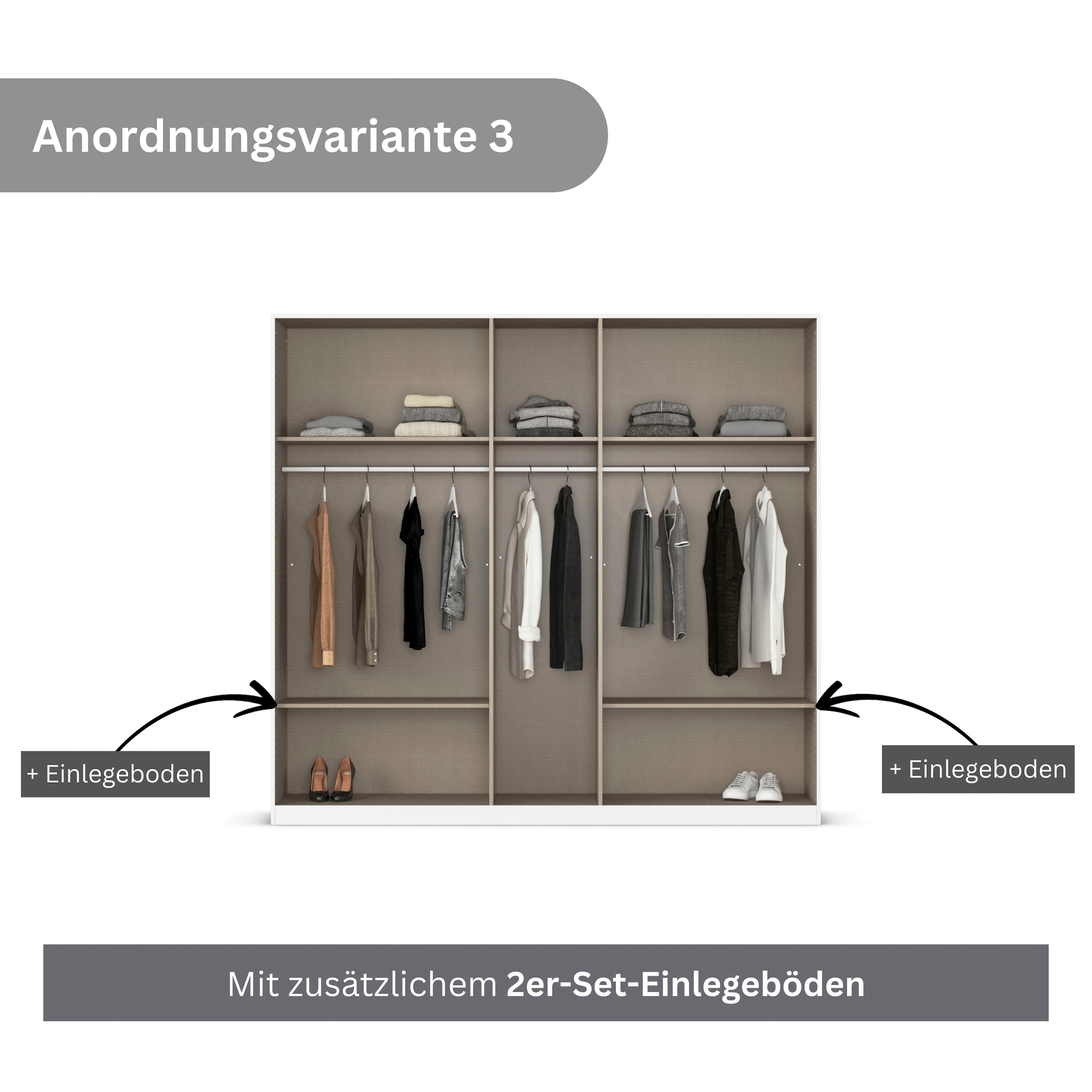 rauch Drehtürenschrank »Kleiderschrank Schrank Garderobe AGORDO TOPSELLER Schlafzimmer«, (in zwei Griff-Farben mit Dekor- oder Hochglanzfront), durchdachte Innenausstattung, in 6 Breiten und 2 Höhen MADE IN GERMANY