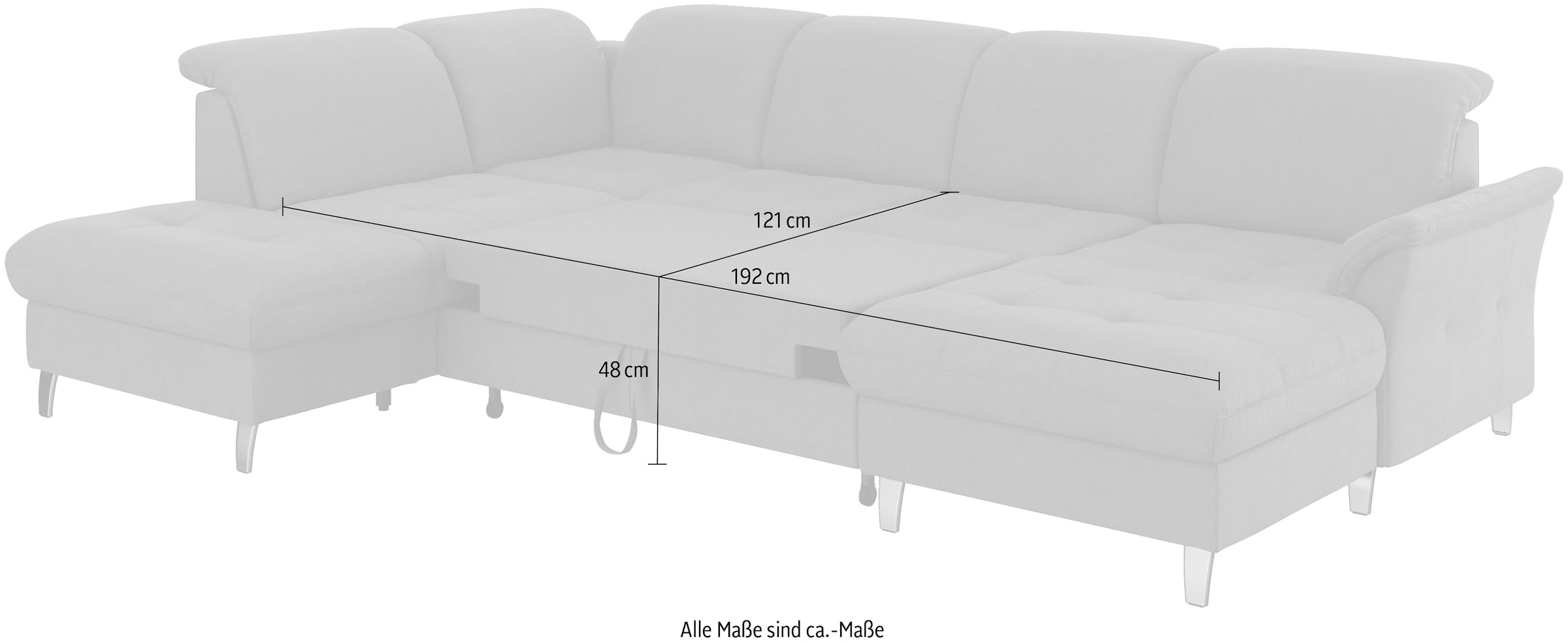 sit&more Wohnlandschaft »Maggiore U-Form«, wahlweise mit Kopfteilverstellung, Bettfunktion und Stauraum