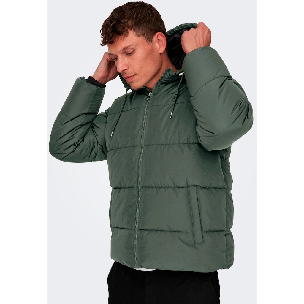 ONLY & SONS Steppjacke »ONSMARLON LIFE HOOD PUFFER JACKET OTW VD«, mit Kapuze