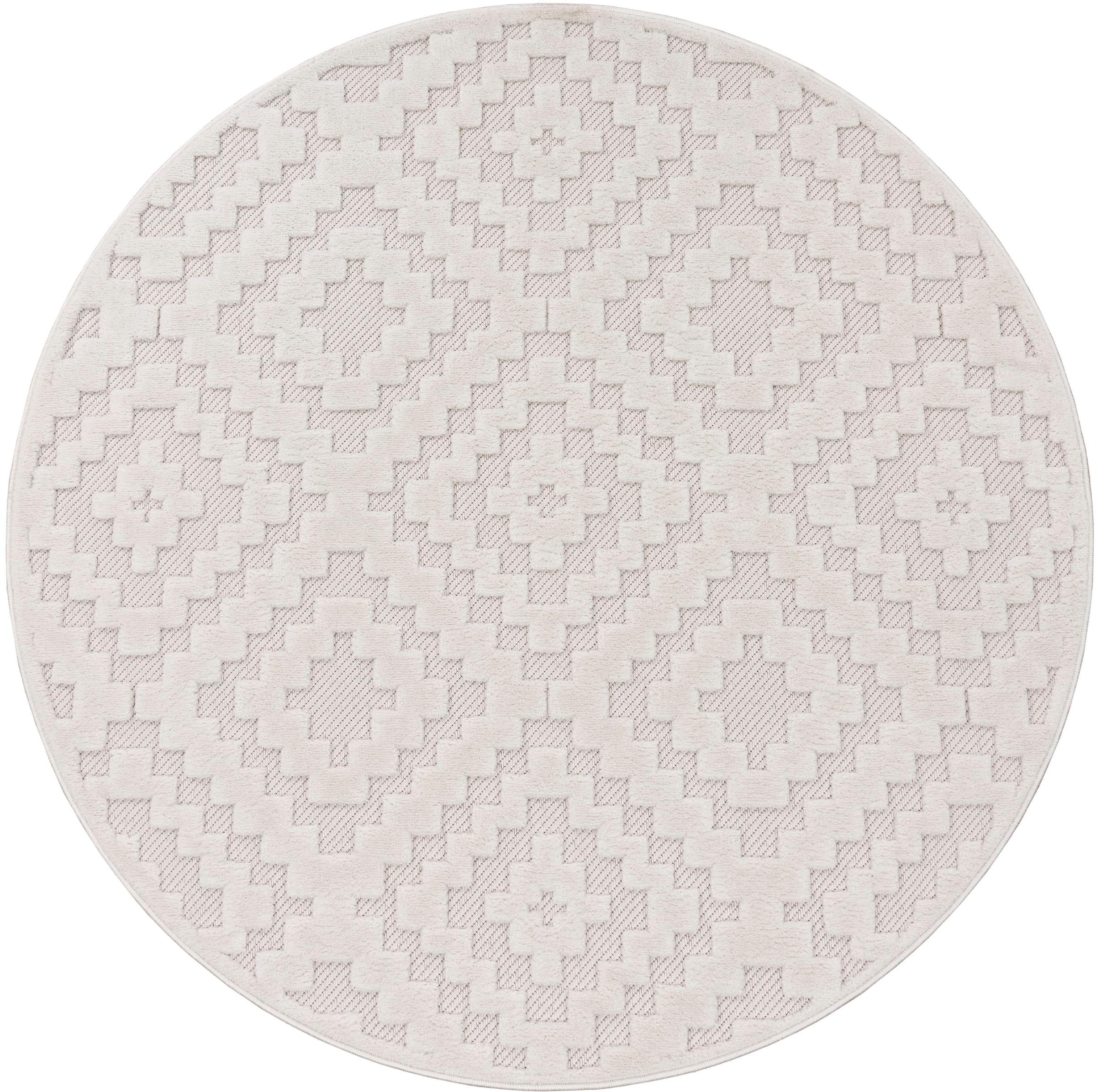 Paco Home Teppich Muster, rund, »Livorno Scandi, 672«, und Hoch-Tief Outdoor bestellen schnell bequem Effekt, geeignet Rauten Uni-Farben