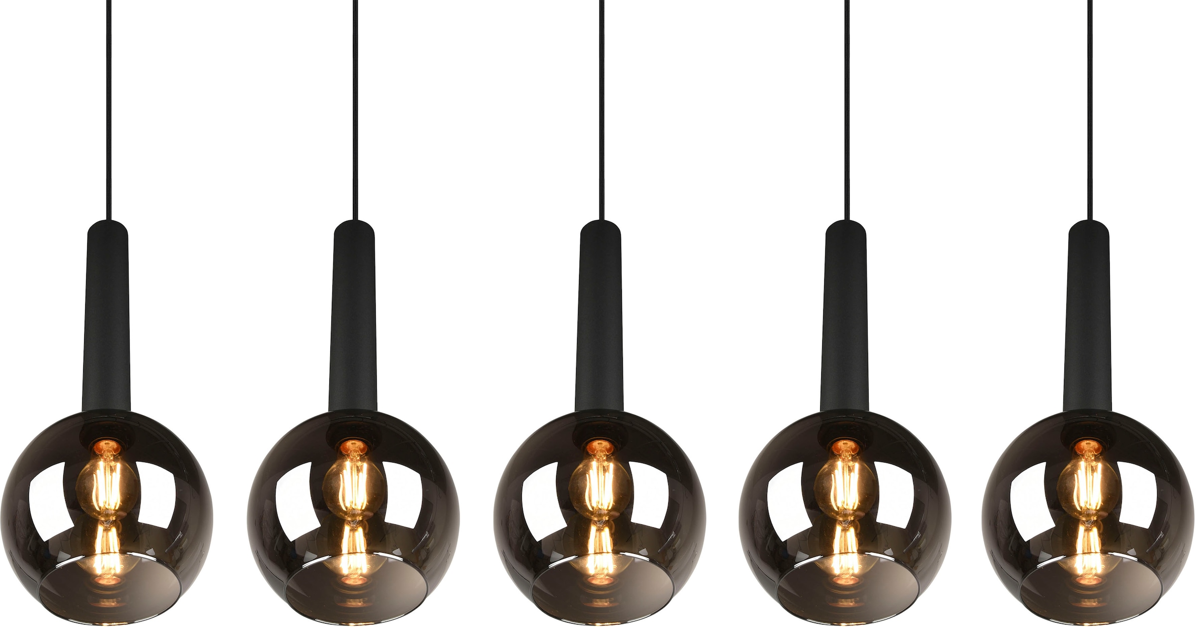 TRIO Leuchten Pendelleuchte »Clayton«, 5 flammig, Leuchtmittel E27 | ohne Leuchtmittel, Hängelampe höhenverstellbar bis 150cm, Glas rauchfarbig, exkl 5xE27