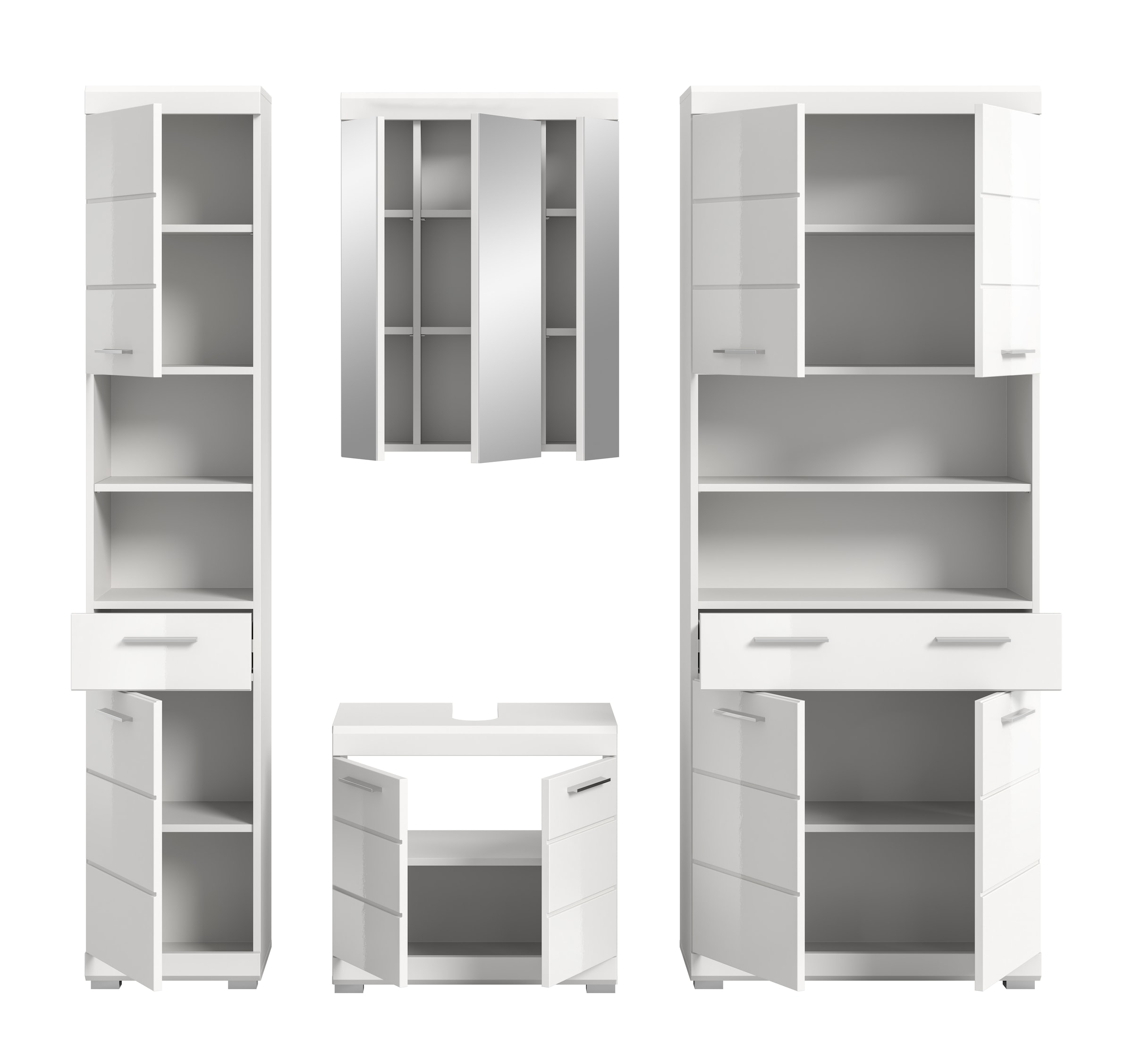 INOSIGN Badmöbel-Set »Siena, 4 teilig, bestehend aus:«, (Set), Hochschrank schmal, WBU, Spiegelschrank, Hochschrank breit