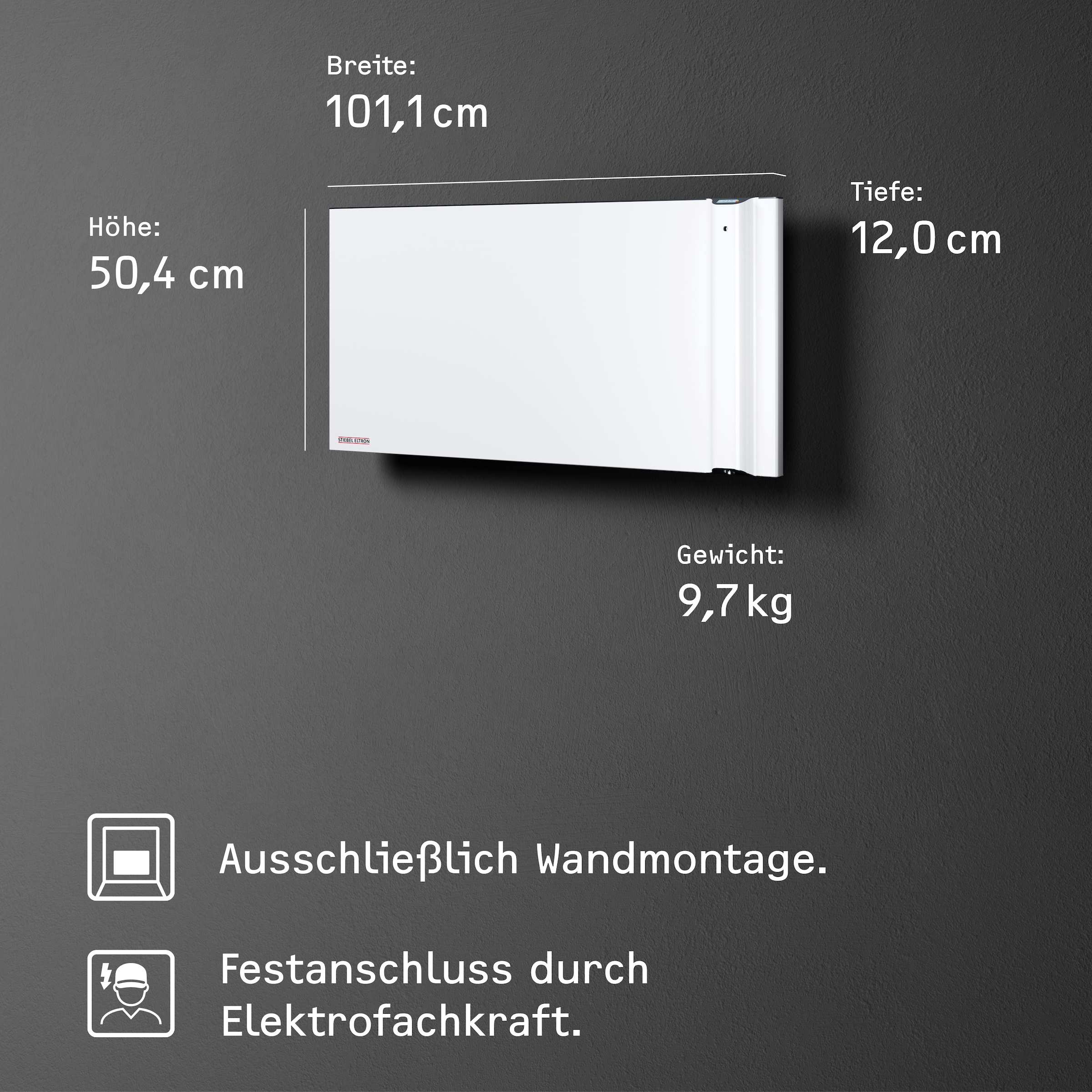 STIEBEL ELTRON Konvektor »»CND 150«, Duo Wandkonvektor, Elektroheizung energiesparend, 1,5 kW«, für ca. 20 m², LCD-Display, Wochentimer, ohne Stecker, Festanschluss