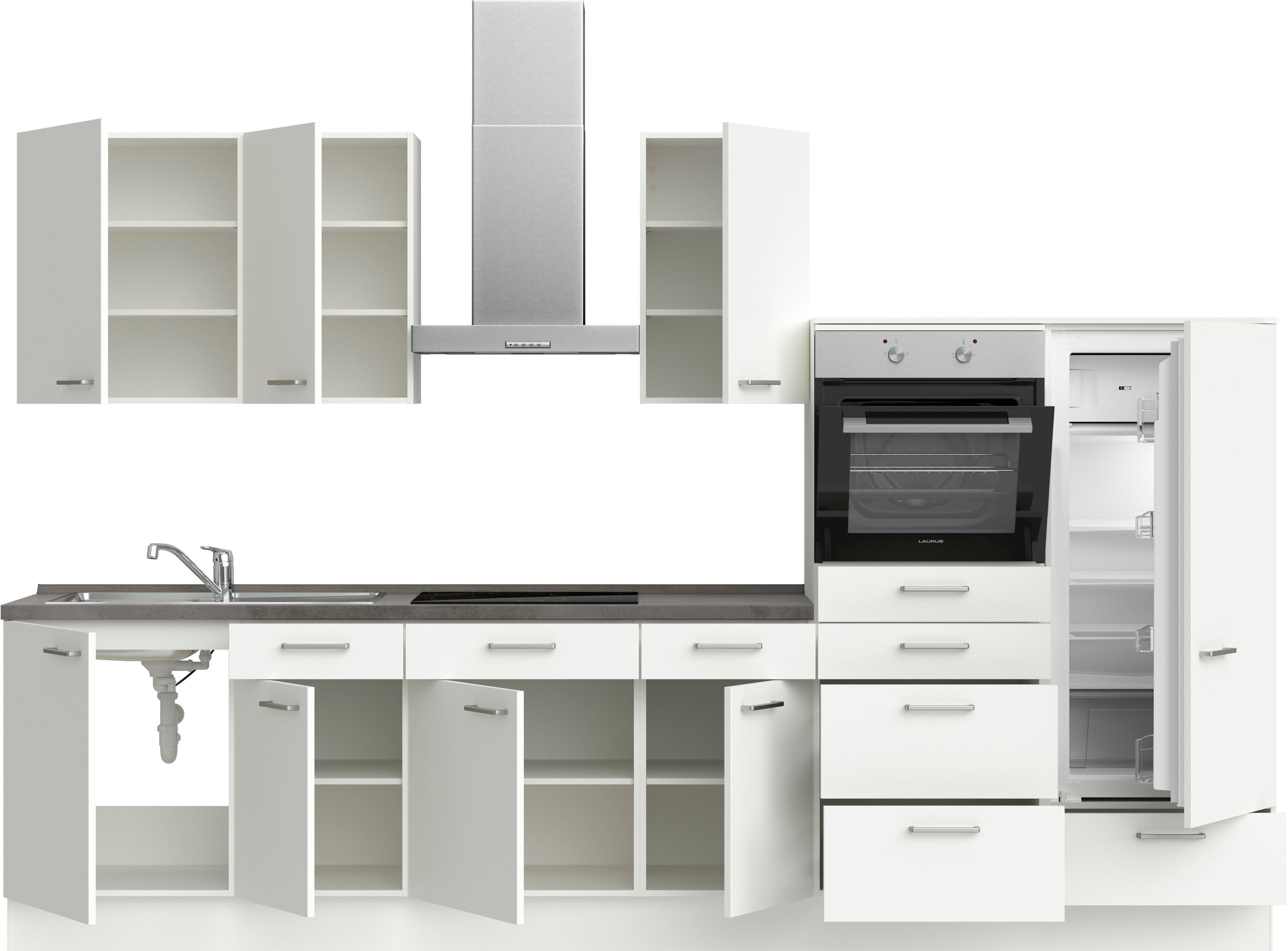 nobilia® Küchenzeile »"Touch I"«, vormontiert, Ausrichtung wählbar, Breite 330 cm, wahlw. mit E-Geräten