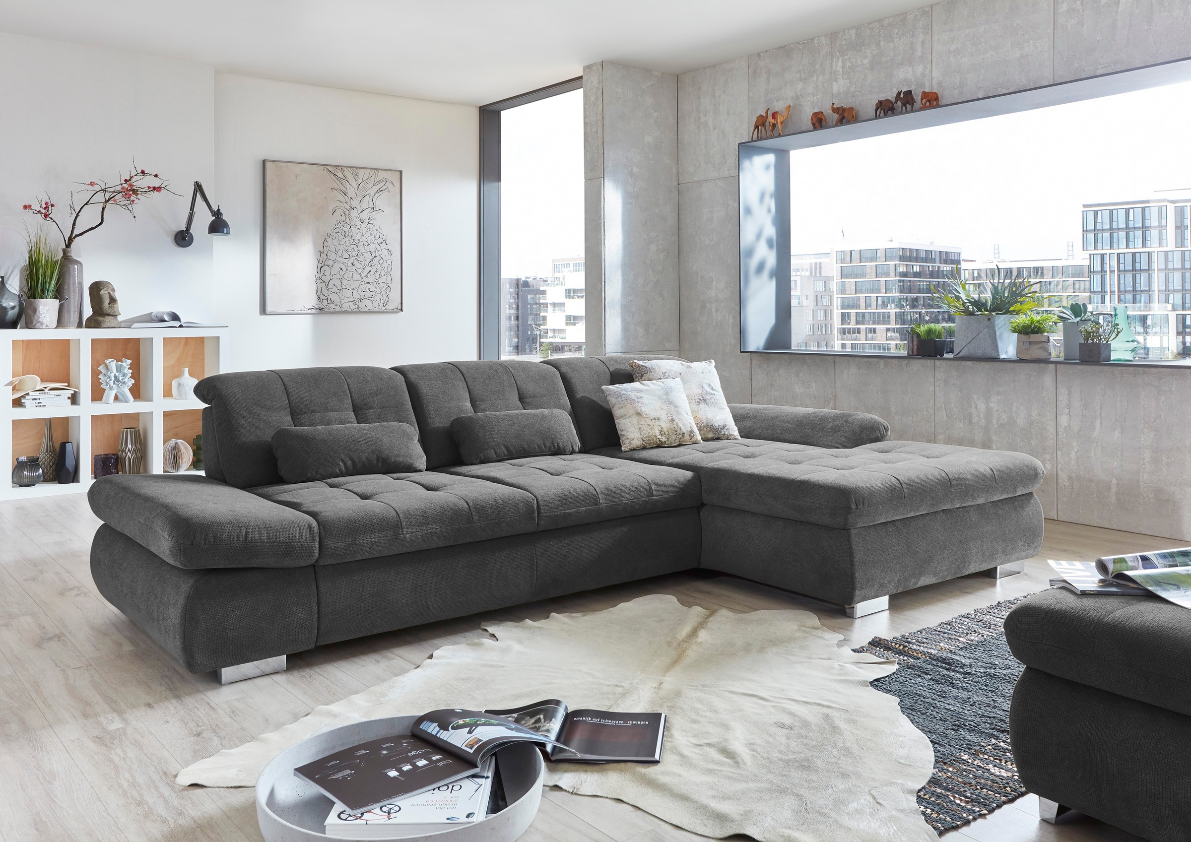Die PlanBar Ecksofa »MP-IN17004 L-Form«, wahlweise mit Bettfunktion, Sitztiefen- und Kopfteilverstellung