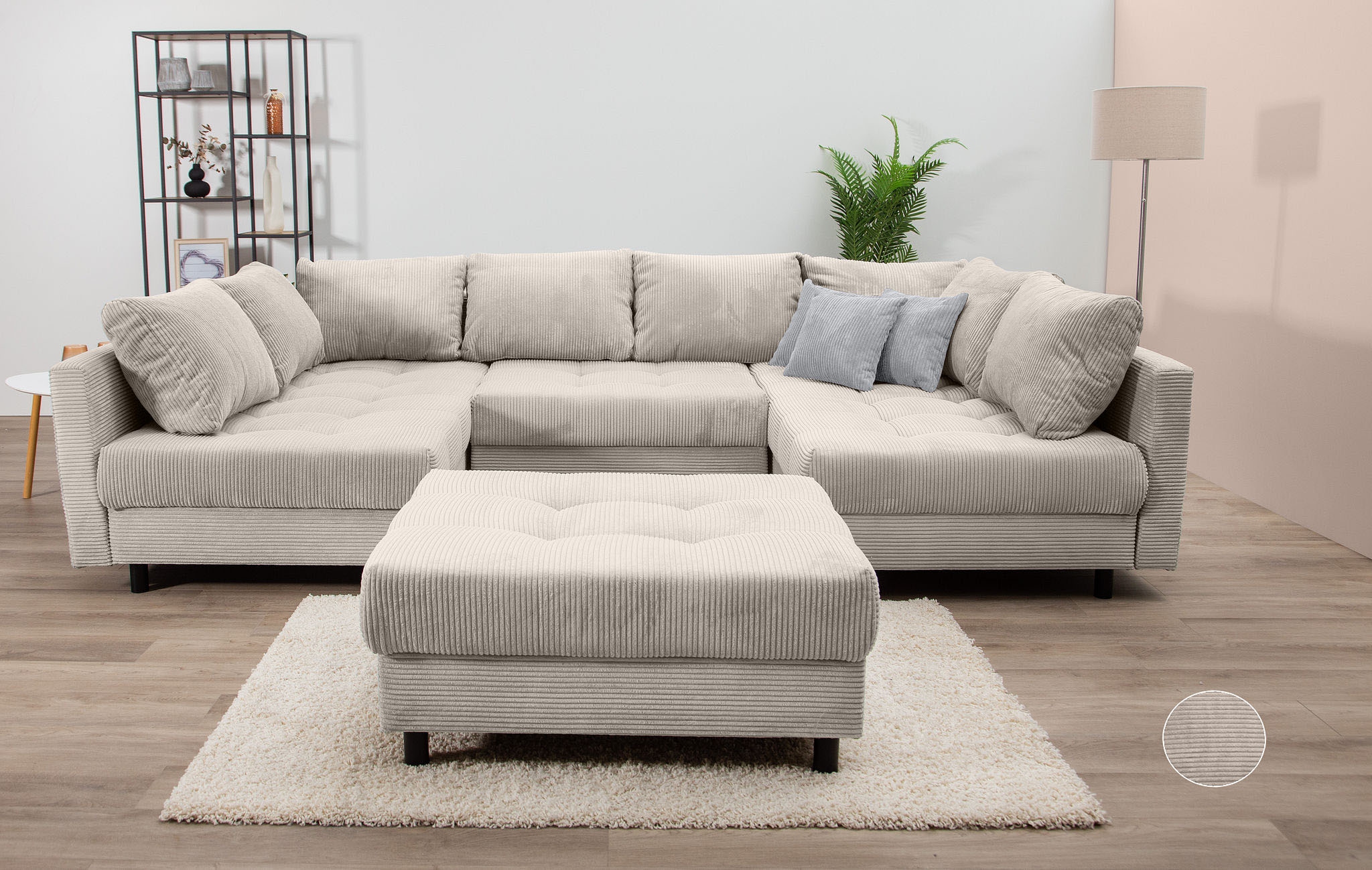 COLLECTION AB Wohnlandschaft »Toni U-Form, B: 298 cm« mit Hocker & 3 Zierki günstig online kaufen