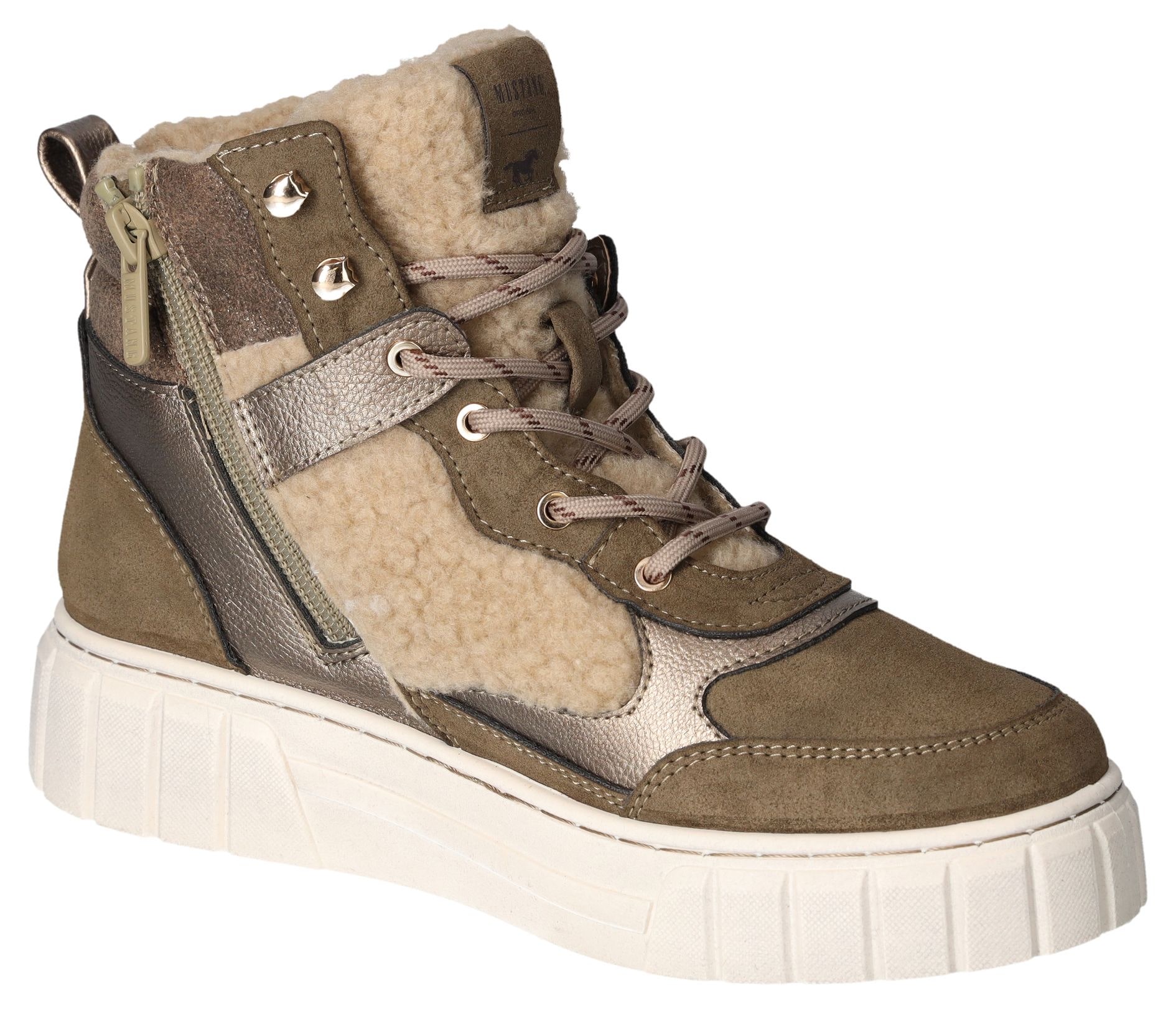 Mustang Shoes Winterboots, Plateau, Schnürboots, Stiefelette mit Teddy-Futter-Besätzen