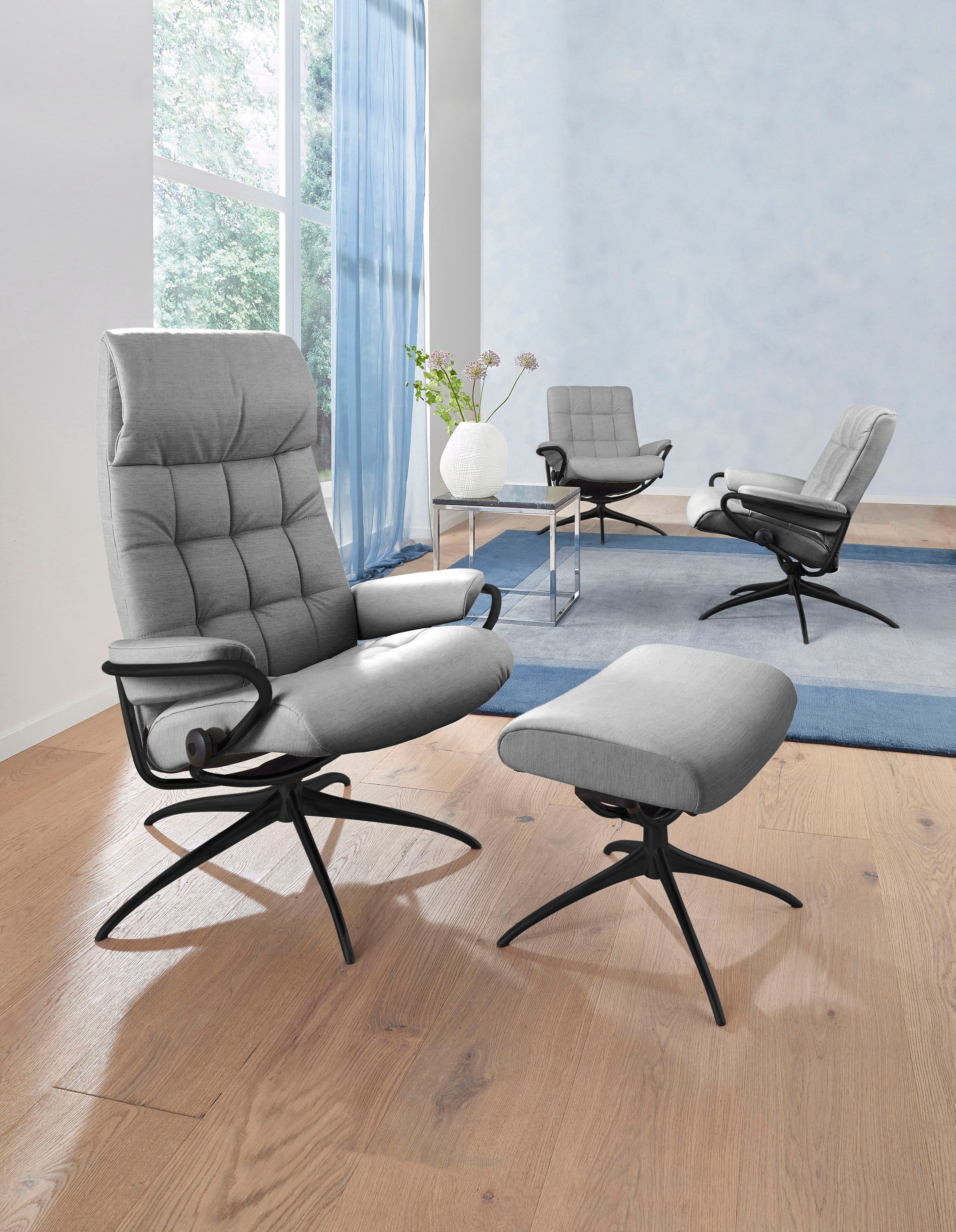 Stressless® Relaxsessel »London«, (Set, Relaxsessel mit Hocker), mit Hocker, High Back, mit Star Base, Gestell Schwarz