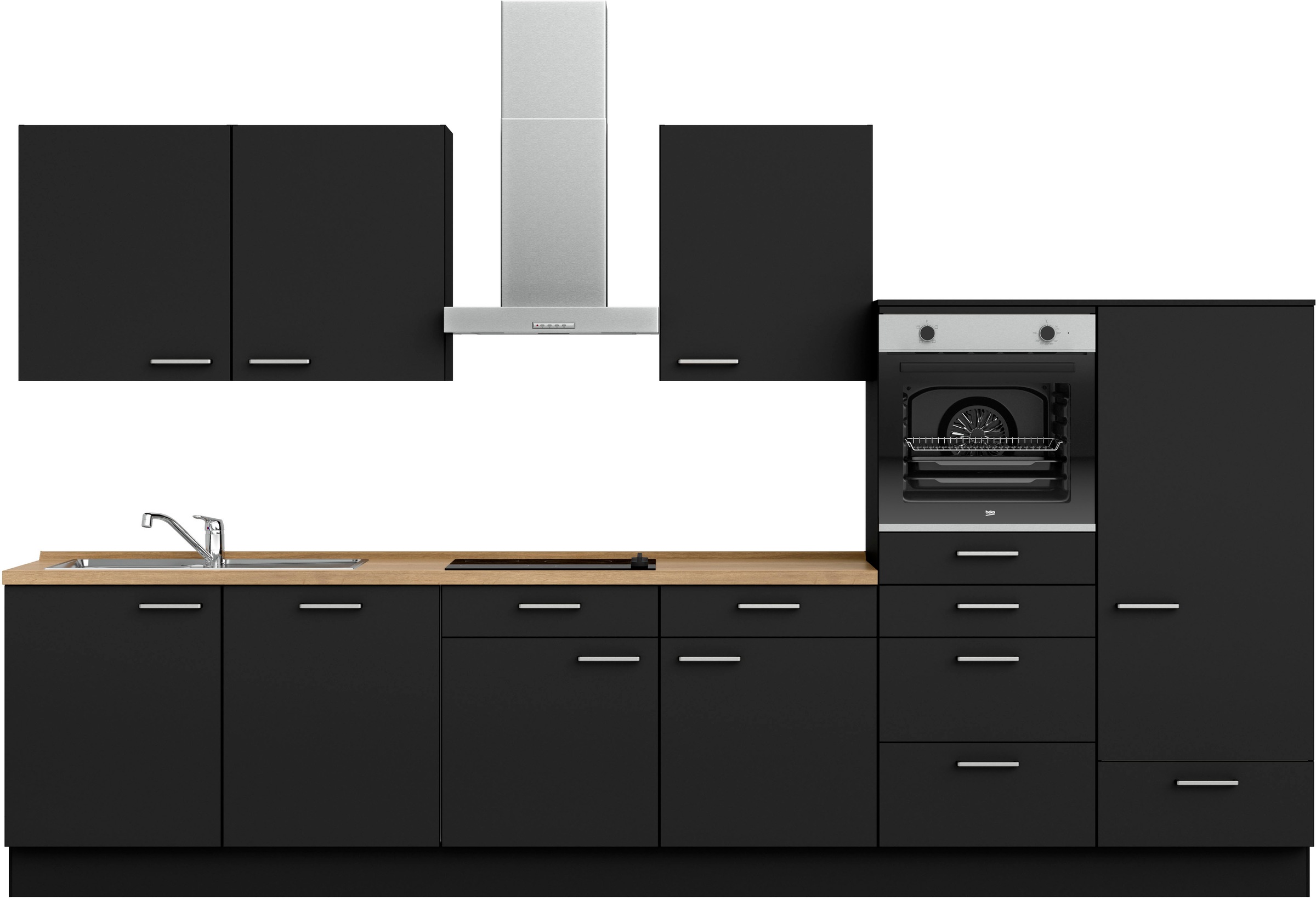 nobilia® Küchenzeile »"Touch I"« vormontiert, Ausrichtung wählbar, Breite 360 cm, wahlw. mit E-Geräten