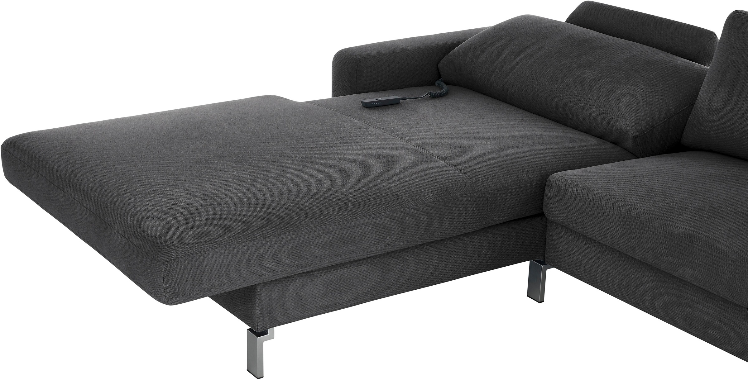 3C Candy Ecksofa »Lecce, wahlweise PUR-Schaumstoff oder Tonnentaschenfederkern«, Bett im 2,5-Sitzer, teilmotorische Schlaffunktion im Longchair, L-Form