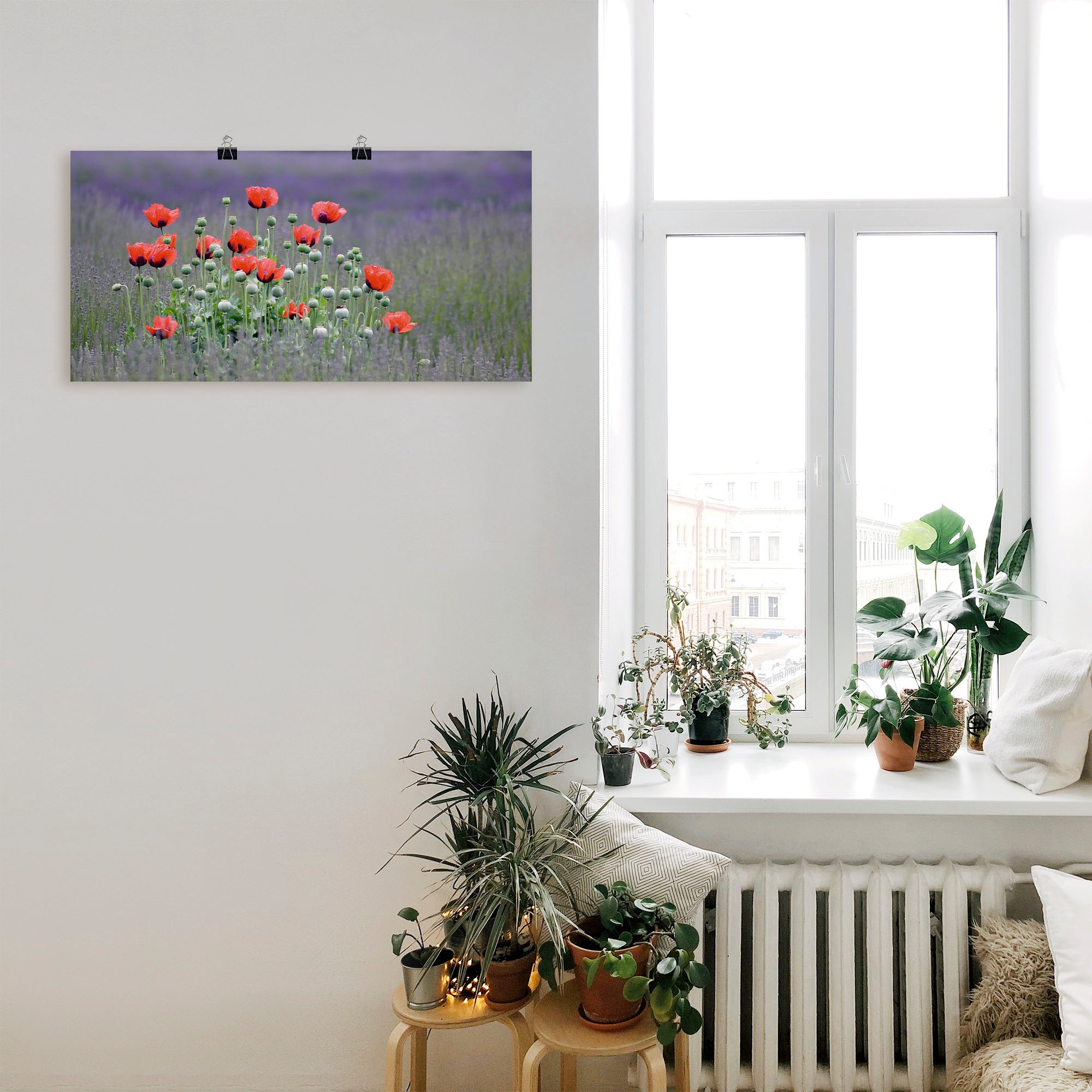 Artland Wandbild »Lavendelfarm in Sequim - Mohnblumen«, Blumenwiese, (1 St.), als Leinwandbild, Poster, Wandaufkleber in verschied. Größen