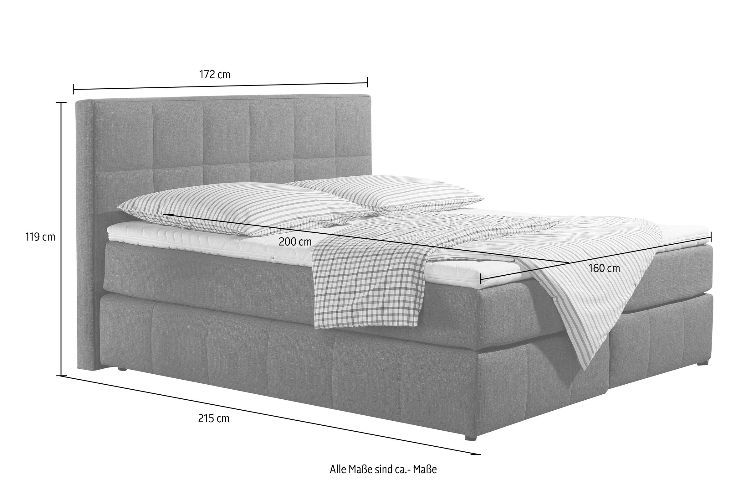 INOSIGN Boxspringbett »Casano«, mit feiner Steppung, in 3 Matratzenarten, 2 Härtegraden und 5 Farben