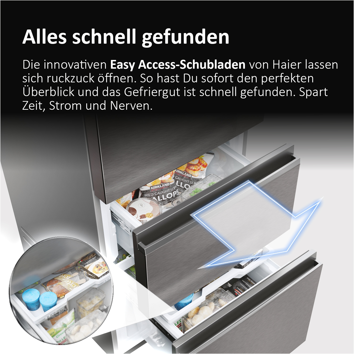 Haier French Door »HFW7720ENMB« 200,6 cm hoch 70 cm breit 201 cm hoch, 70 cm breit, Easy Access-Gefrierschubladen