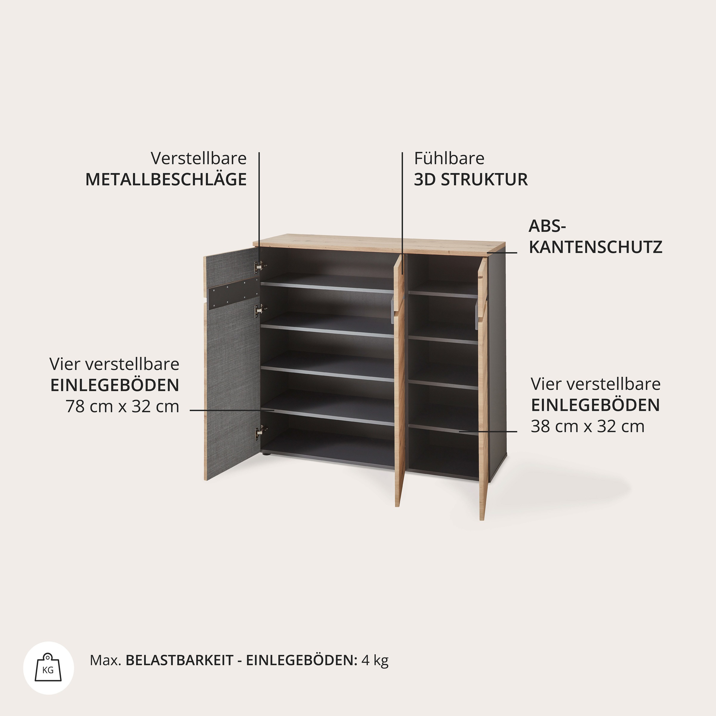 Innostyle Schuhschrank »MEMPHIS, TOPSELLER!«, (Schuhschrank, Schuhregal)