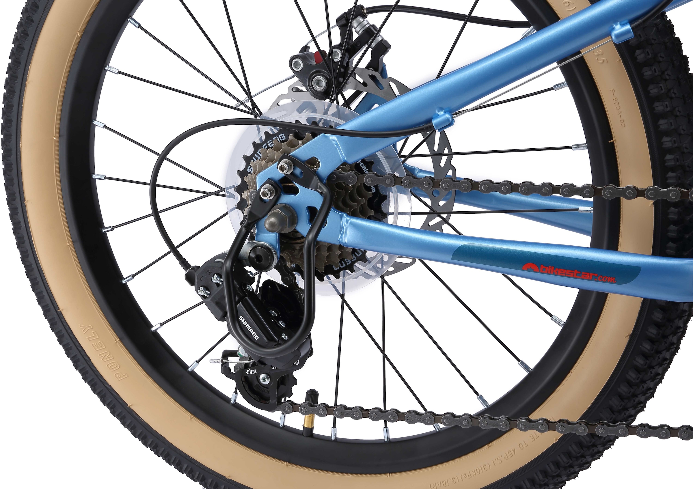 Bikestar Jugendfahrrad, 7 Gang, Shimano, RD-TY21 Schaltwerk, Kettenschaltung