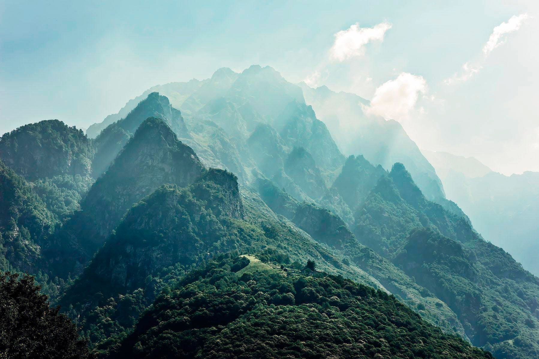 KOMAR Vliestapete »Digitaldruck Vlies - The Summit - Größe 300 x 200 cm« bedruckt glatt Wohnzimmer, Schlafzimmer grün B/L: 300 m m x 200 m m