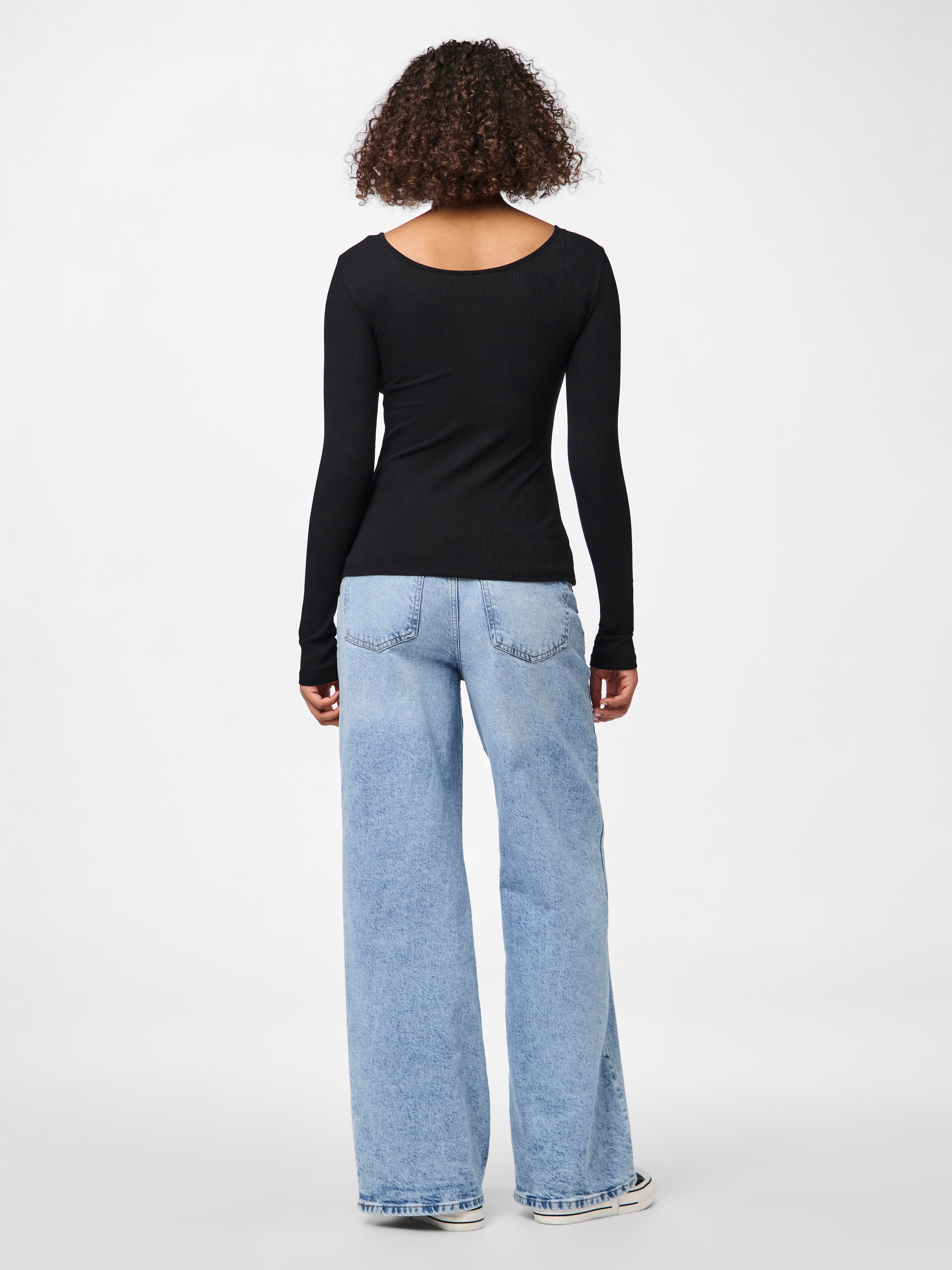 pieces Langarmshirt »PCKITTE LS TOP NOOS BC« Baumwollmischung, slim fit