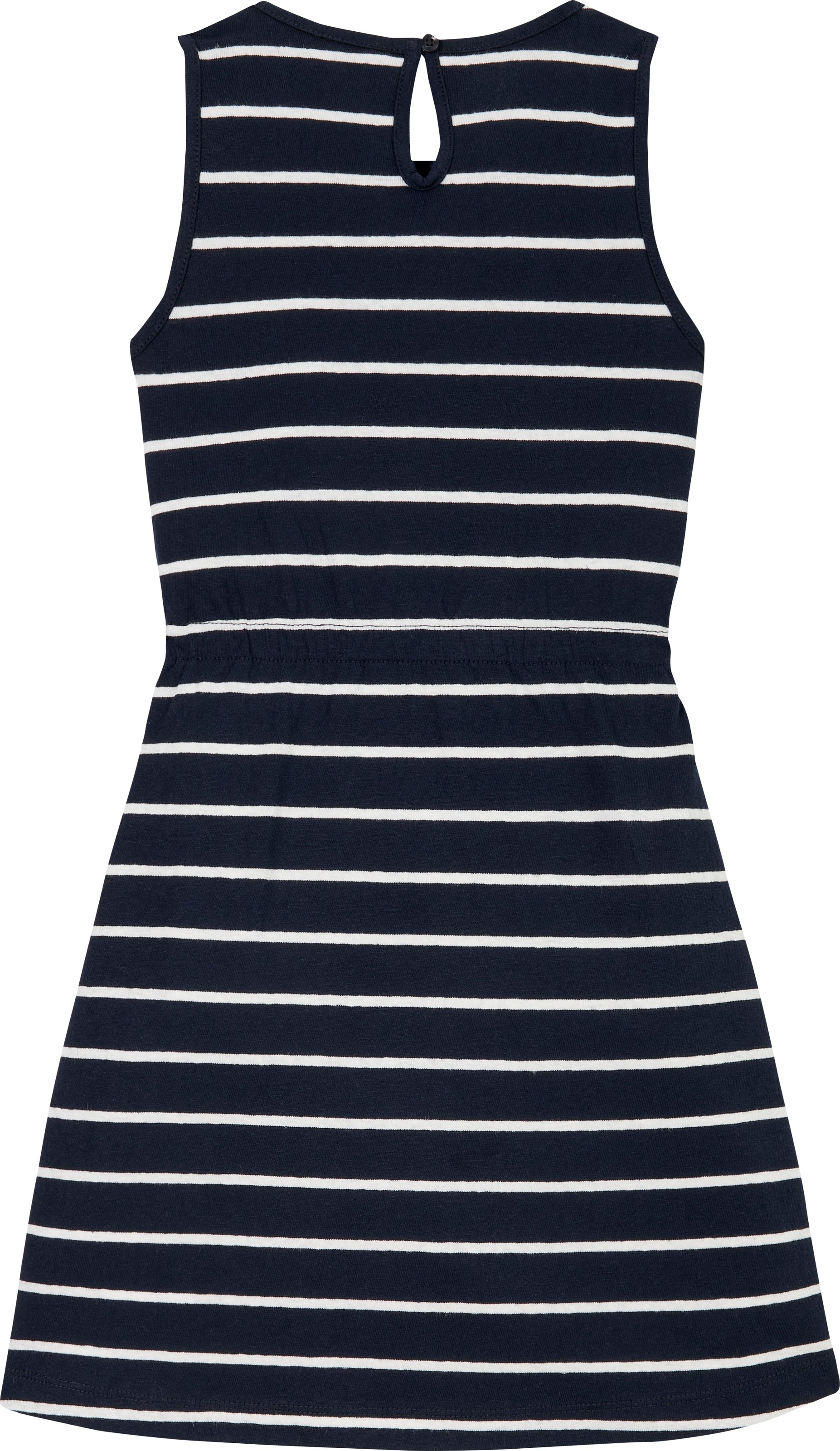 Tommy Hilfiger Jerseykleid »LINEN JERSEY DRESS SLVLS«, mit Streifenmuster, mit Logostickerei