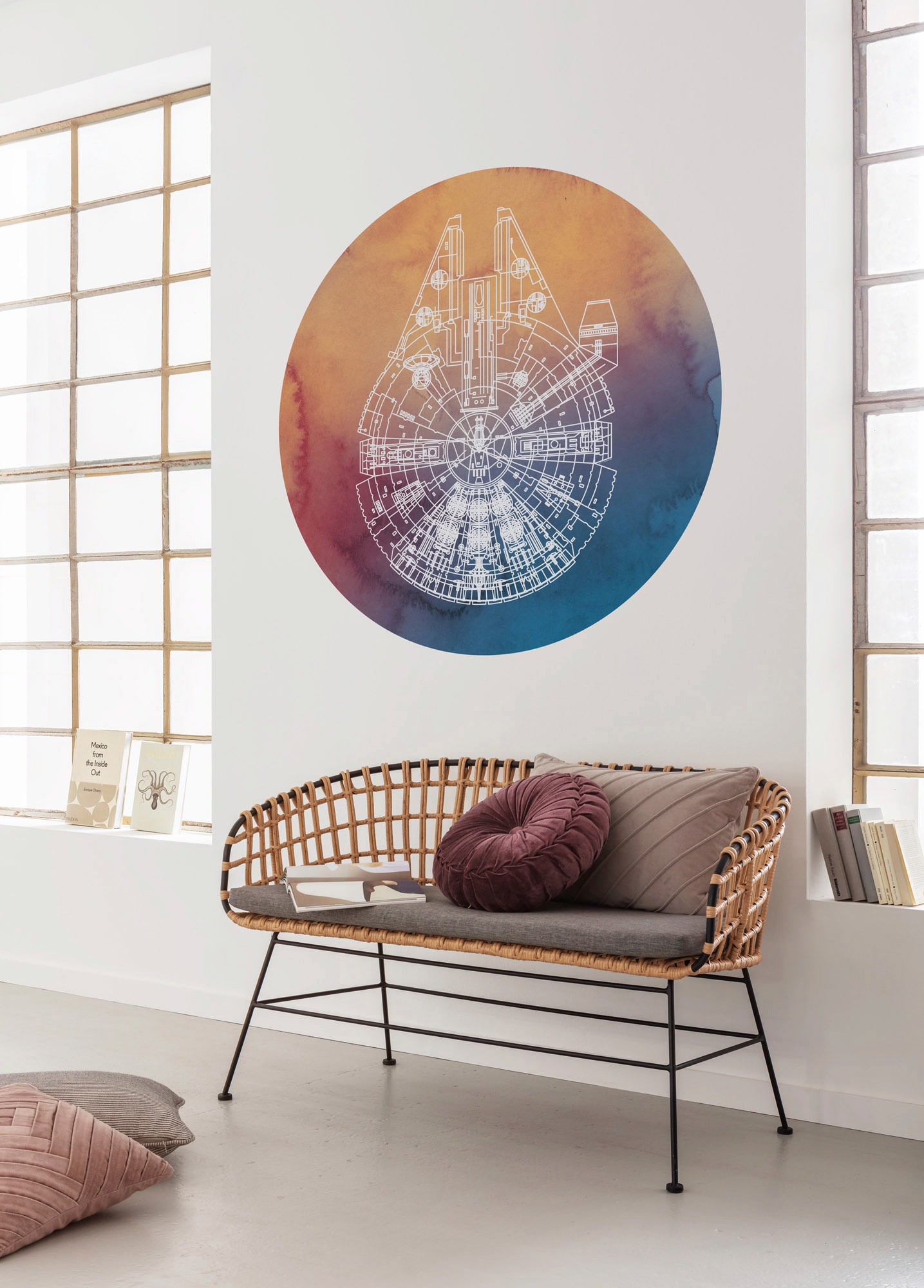 Komar Fototapete »Vlies selbstklebend - Star Wars Millennium Falcon - Größe 125 x 125 cm«, bedruckt, Kinderzimmer