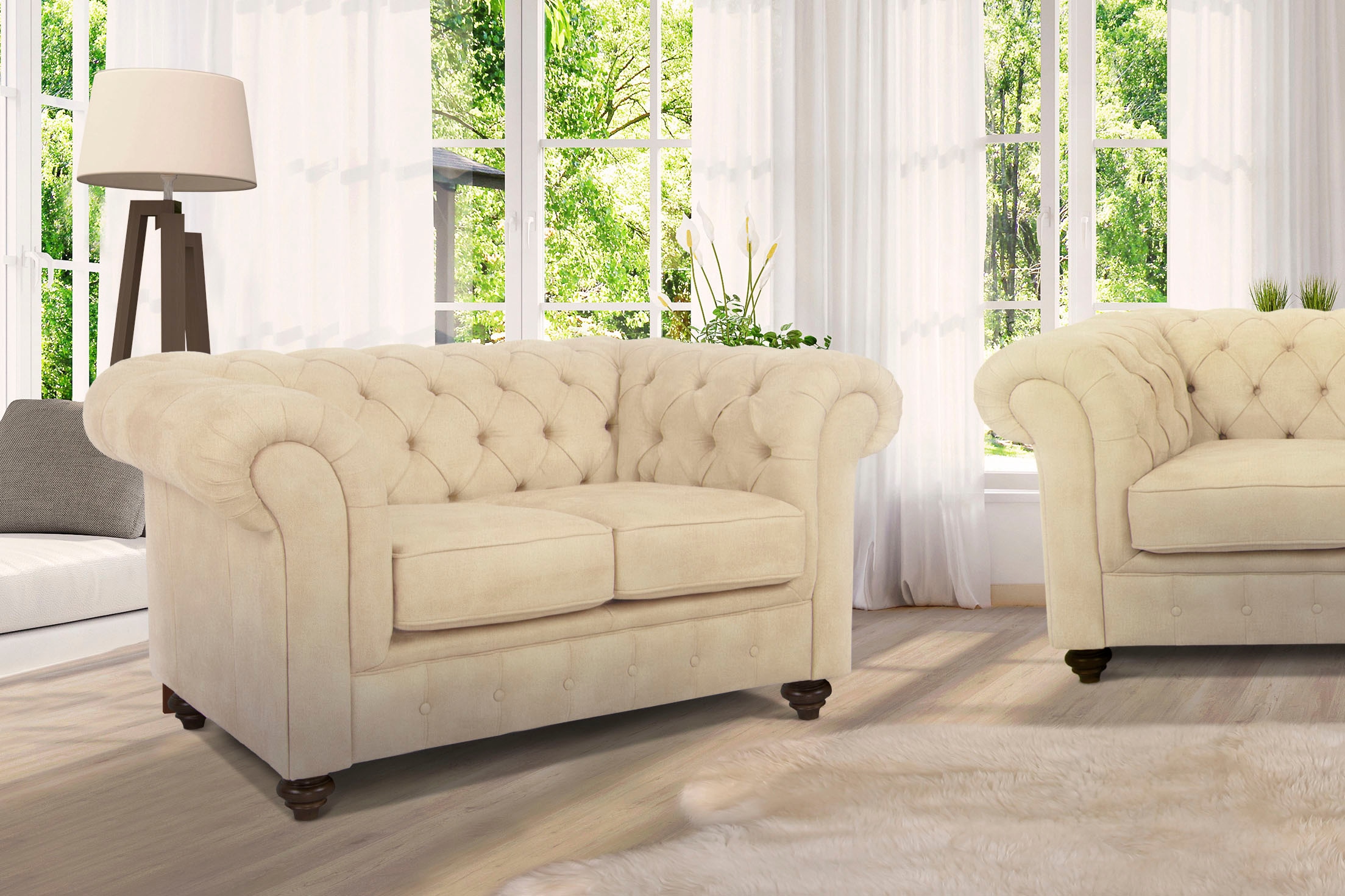 Home affaire Chesterfield-Sofa "Duc 2-Sitzer", hochwertige Knopfheftung im günstig online kaufen