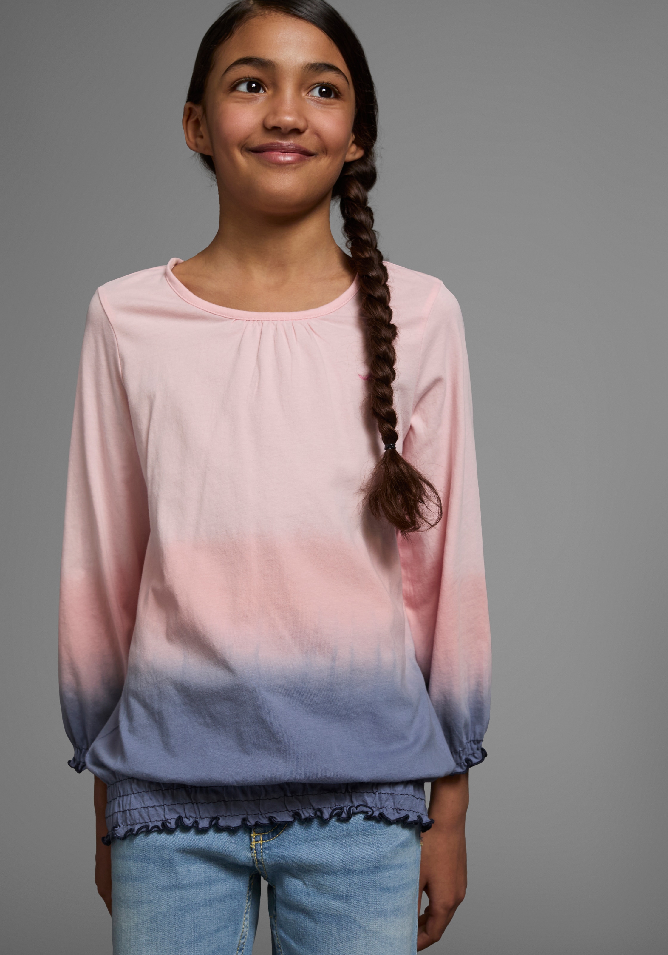 KangaROOS 3/4-Arm-Shirt »Shirt in Batik-Look« 3/4-Arm,  hüftlange Passform,  Batikmuster,  Rundhalsausschnitt