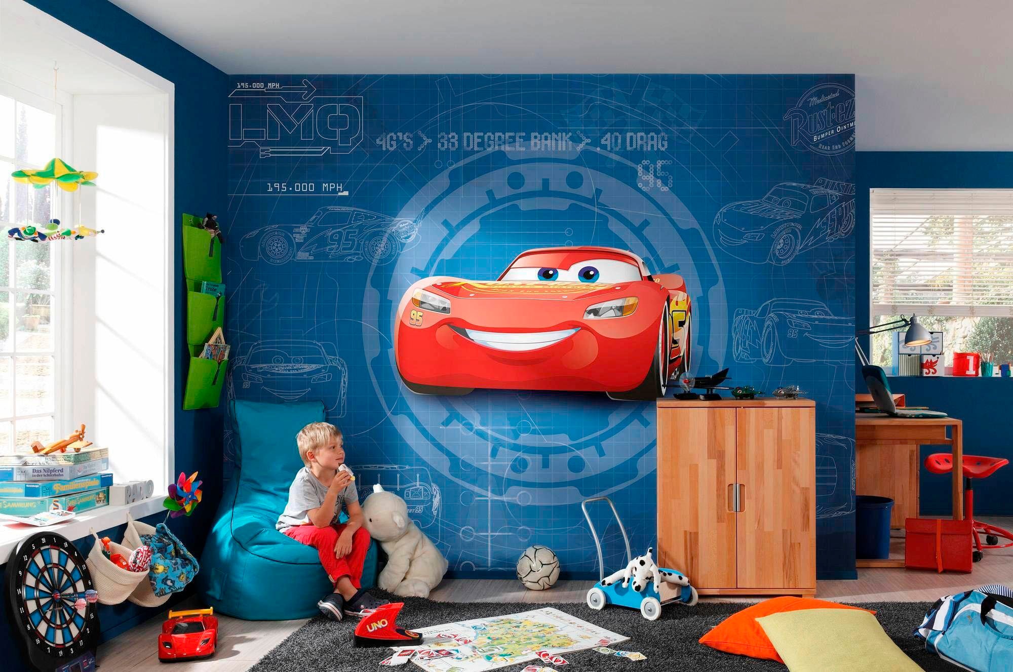 Komar Fototapete »Cars3 Blueprint - Größe 368 x 254 cm«, bedruckt, Kinderzimmer