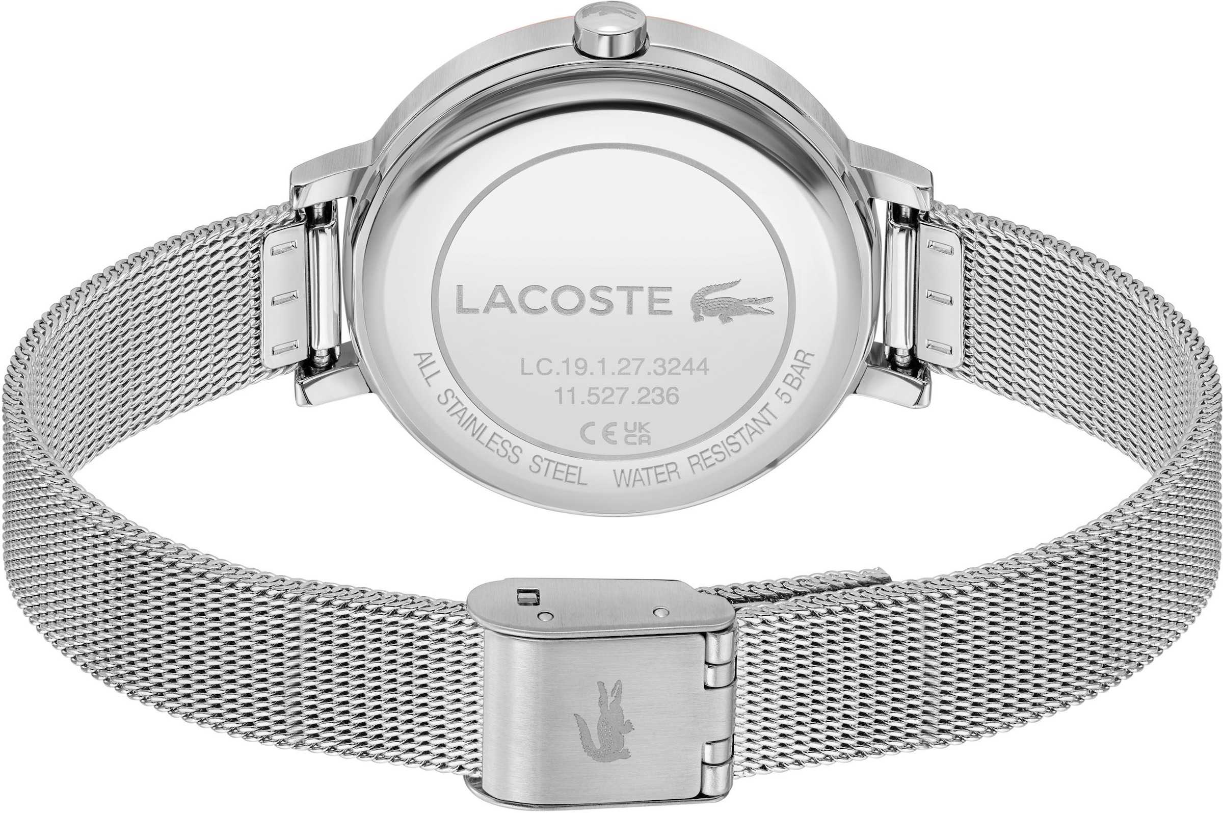 Lacoste Quarzuhr »RIGA«, Armbanduhr, Damenuhr, Edelstahlarmband, analog, Glaskristalle