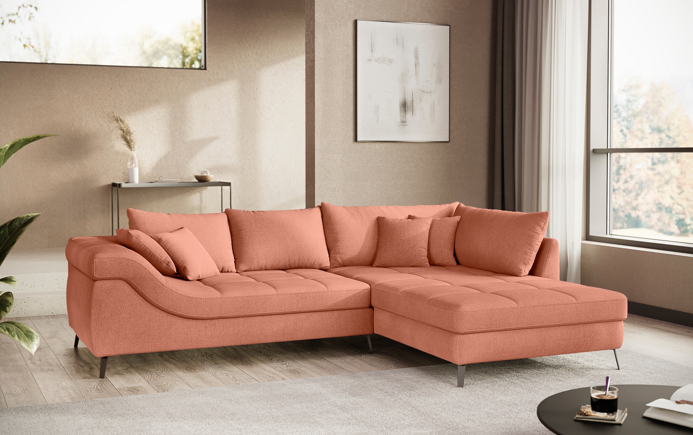 Mr. Couch Ecksofa "Portofino", 4 Bezugsqualitäten, 13,5 cm hohe Metall-Prof günstig online kaufen