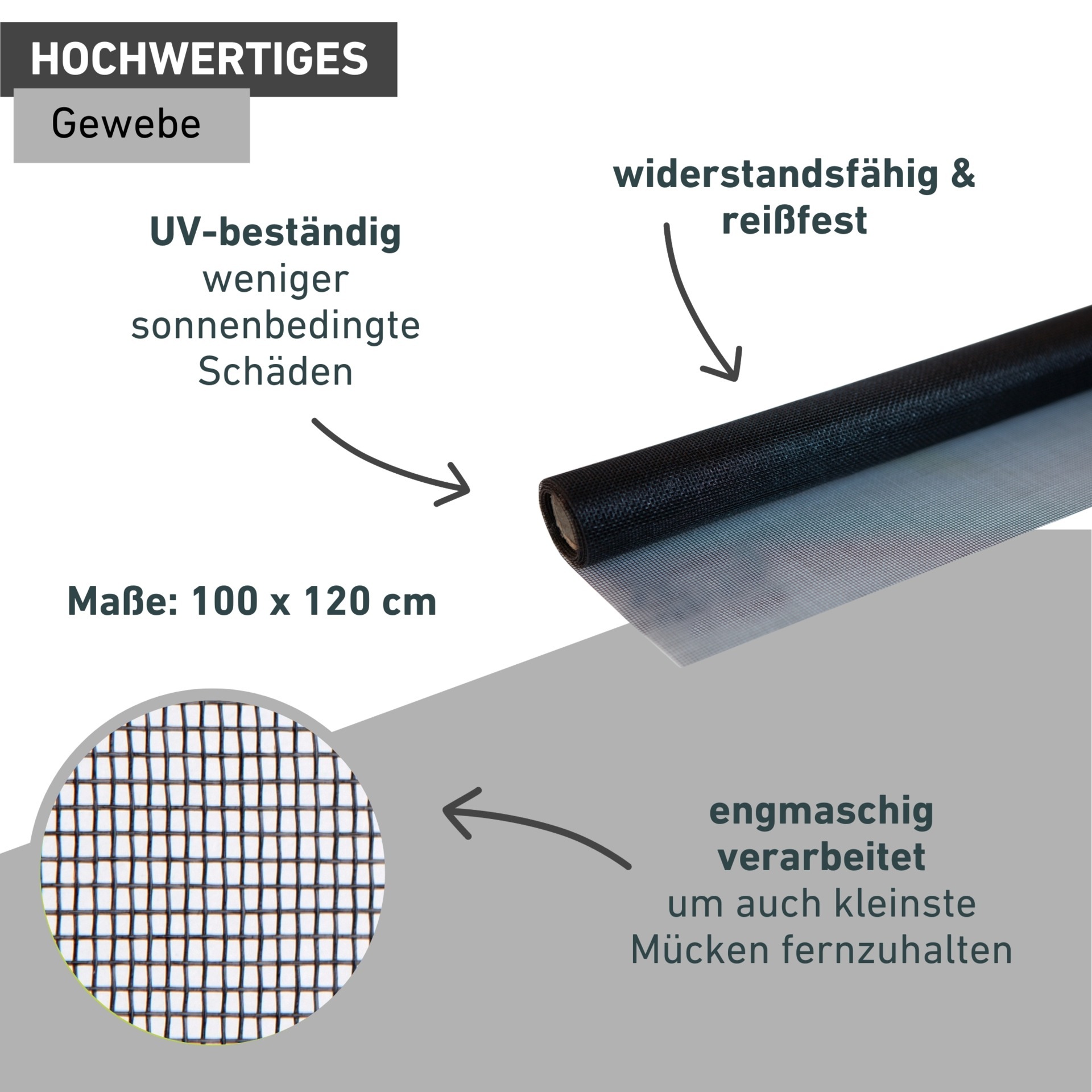 Windhager Fliegengitter-Gewebe »für Fenster, Balkon- und Terrassentüren, Moskitontez ohne Bohren« 1 Stk. tlg. Insektenschutzgitter 100 x 120 cm, erhältlich in anthrazit oder weiß