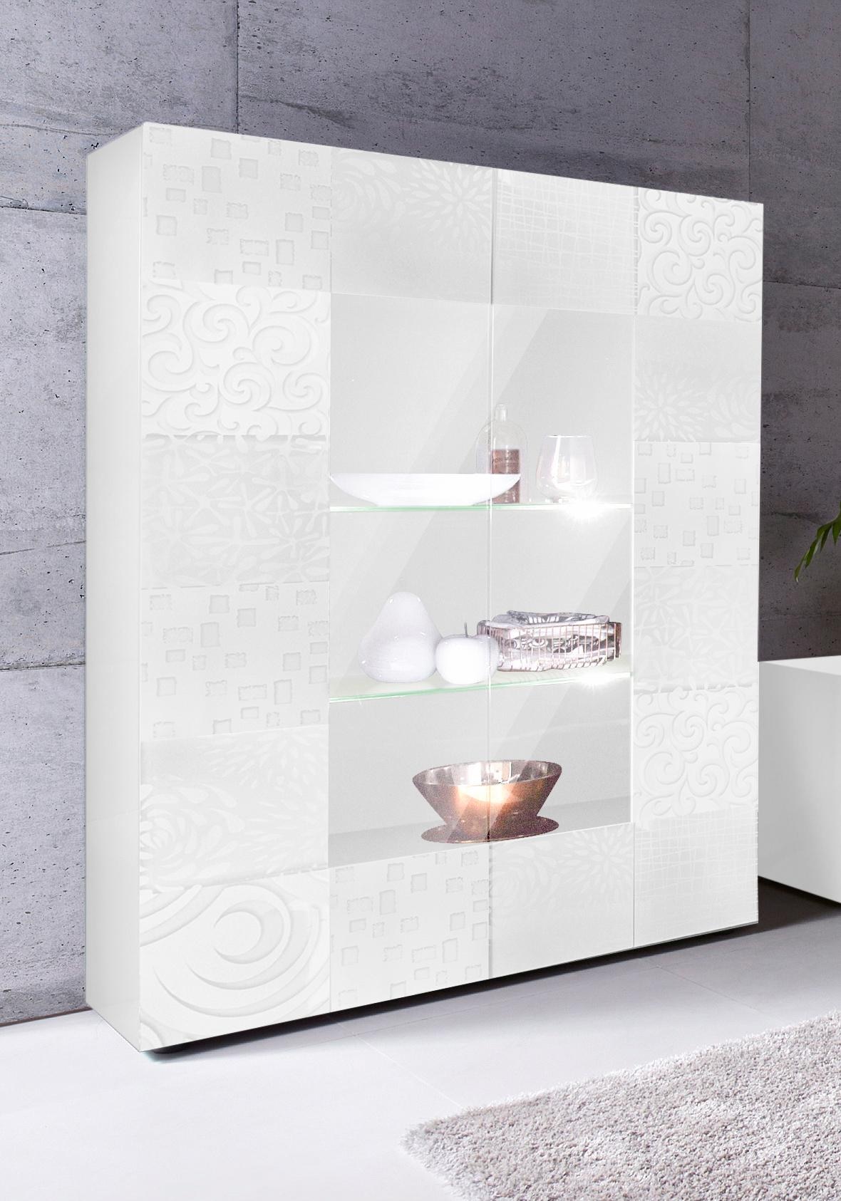 INOSIGN Vitrine »Miro«, Stauraumvitrine, Höhe 166 cm mit dekorativem Siebdruck