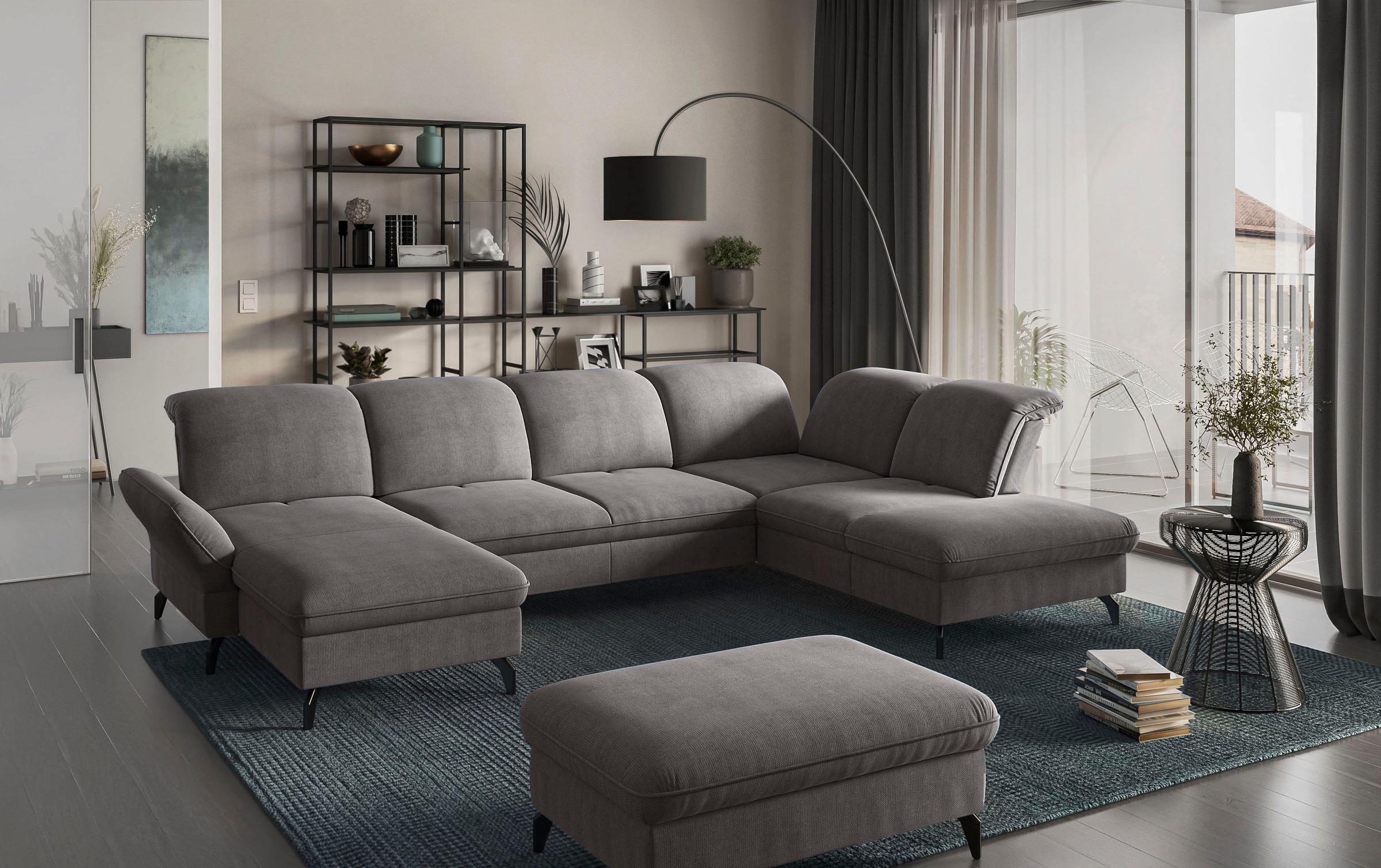 sit&more Wohnlandschaft »Leandro U-Form« Wahlweise mit Bett-, Kopfteil - un günstig online kaufen