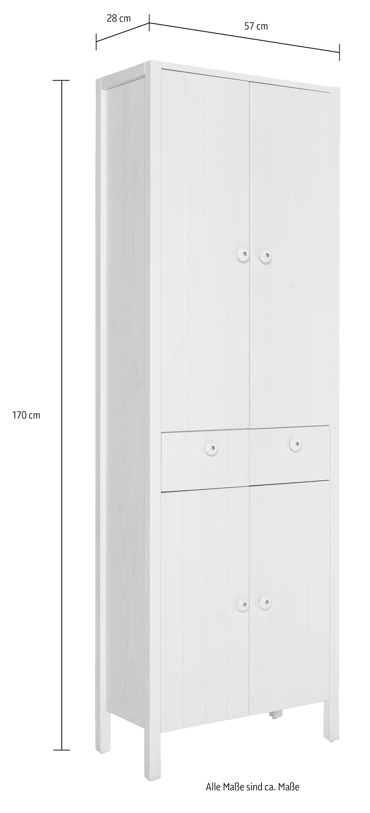 Home affaire Hochschrank »Tina«, Badmöbel, Schrank, Breite 57 cm, Massivholz