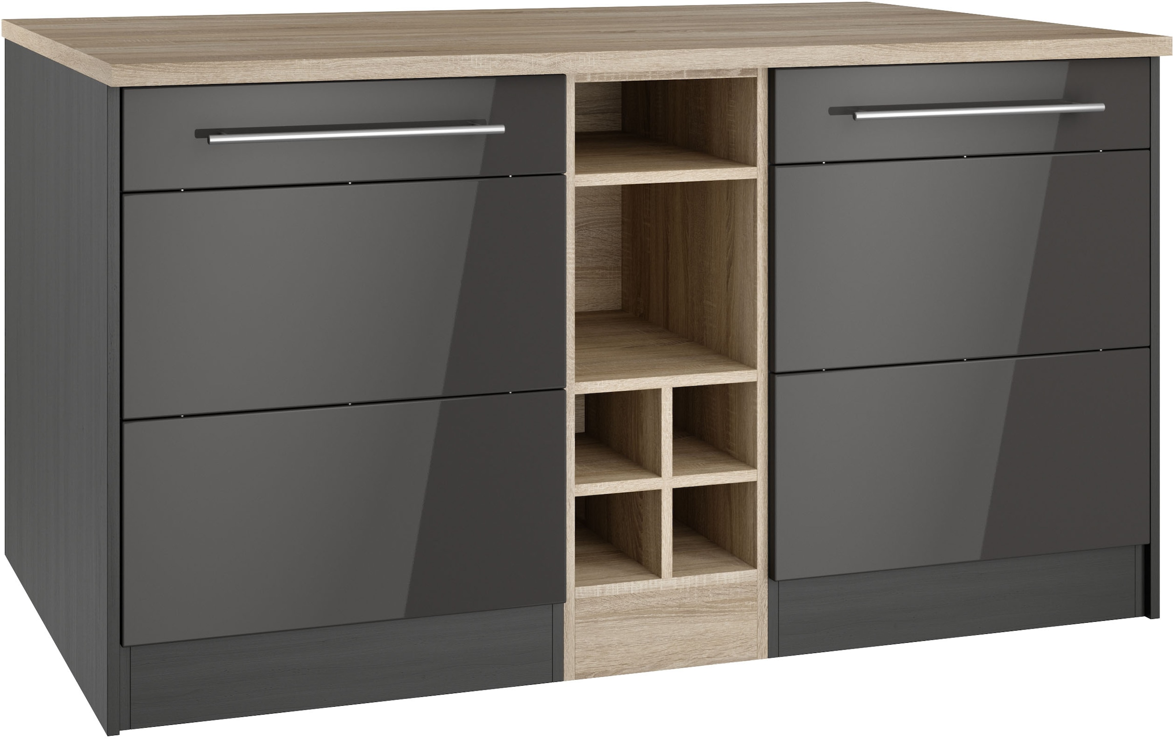 KOCHSTATION Kücheninsel "KS-Wien", Breite 153 cm, MDF-Fronten, Flaschenrega günstig online kaufen