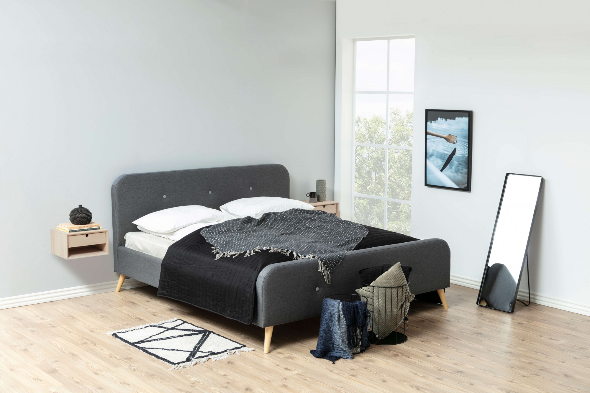 ACTONA GROUP Nachttisch »Century Nachtkommode«, Nachtschrank, Eiche Furnier, Schublade, Wandbefestigung