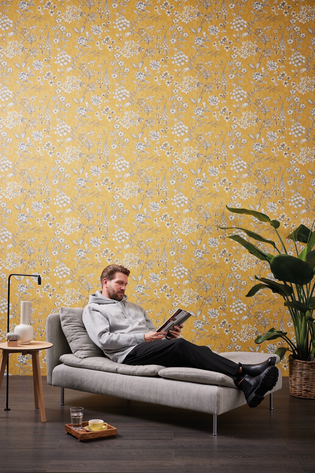living walls Vliestapete »Metropolitan Stories. Travel Styles. Blumentapete«, matt-gemustert-neutral, Tapete Skandinavisch Skandi-Stil Floral Tapeten Wohnzimmer modern Flur