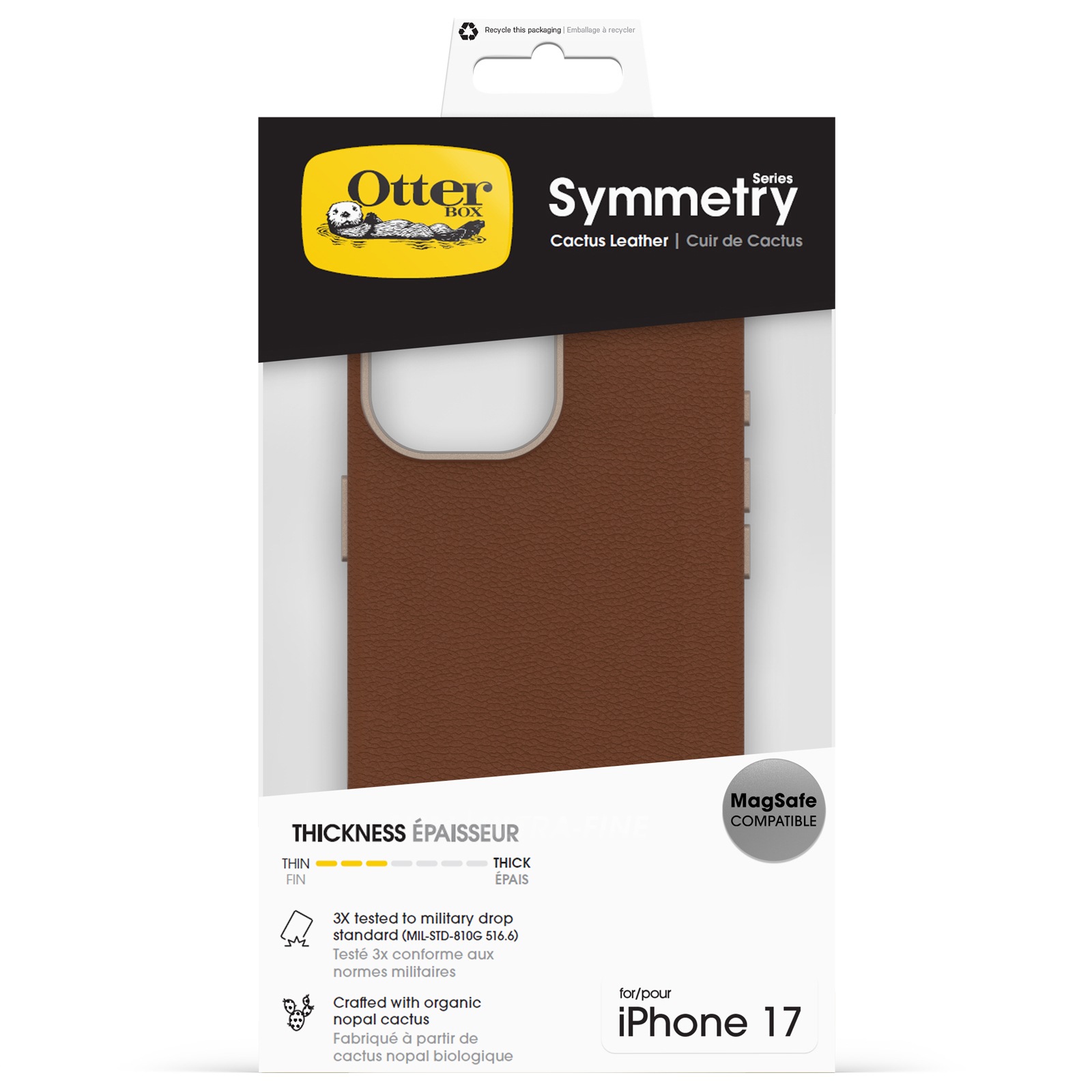 Otterbox Handyhülle »Symmetry Series Cactus Leather mit MagSafe für Apple iPhone 17« Smartphones Backcover, Schutzhülle, Handyschutzhülle, Case, Schutzcase, stoßfest