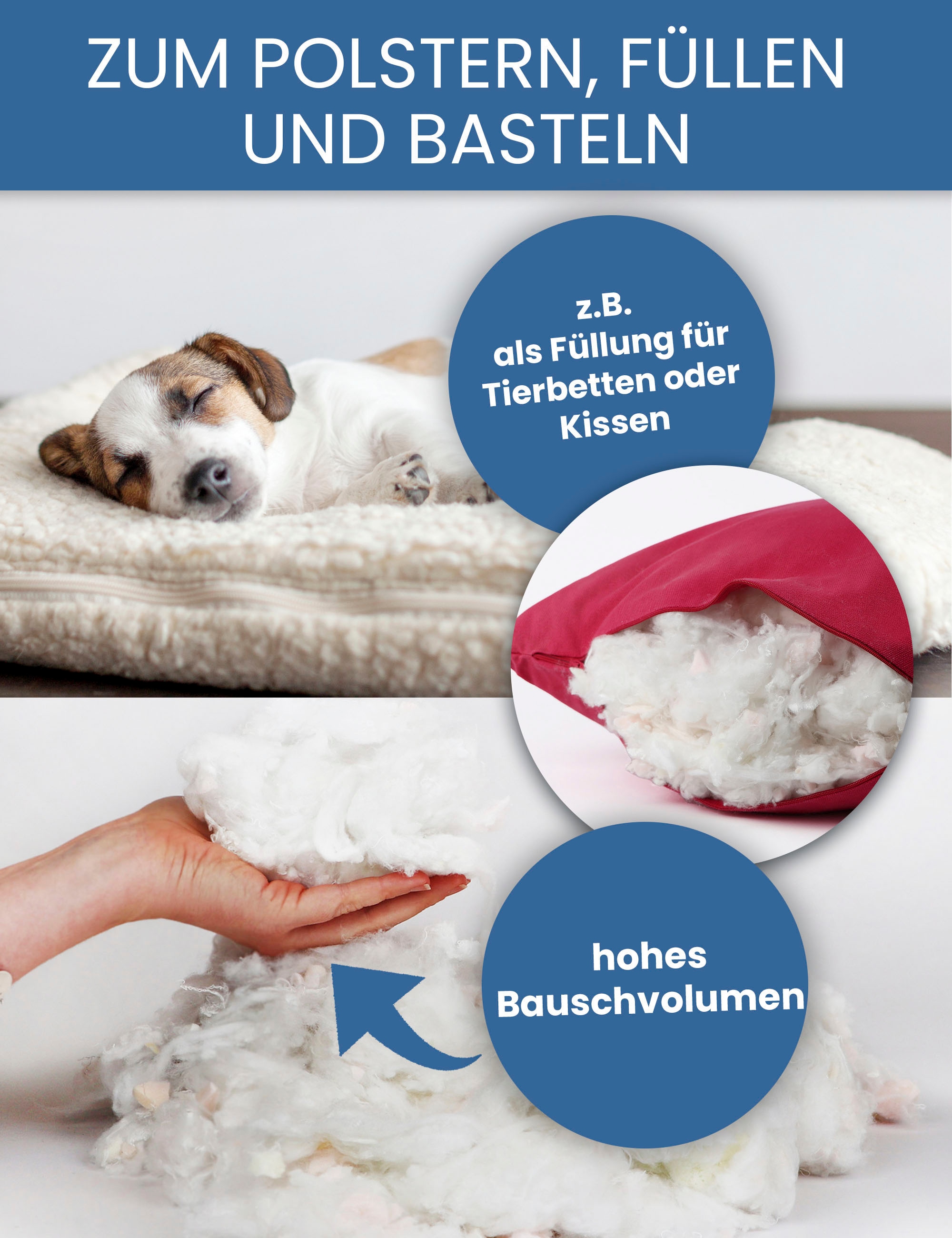 Primaflor-Ideen in Textil Kissenfüllung »Kissenfüllung Polyesterfasergemisch, 1kg«, Füllmaterial für Kissen, ideal als Bastelmaterial, waschbar