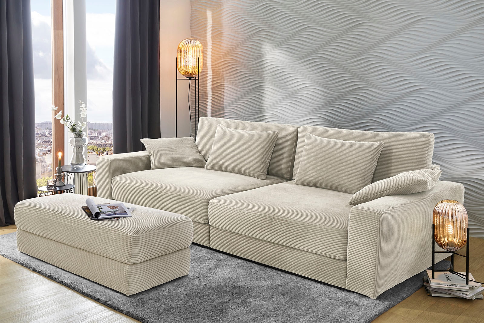 Jockenhöfer Gruppe Big-Sofa »Milano XXL« mit Federkern, Breite 290cm, Liegefläche 120x240cm, inklusive Kissen