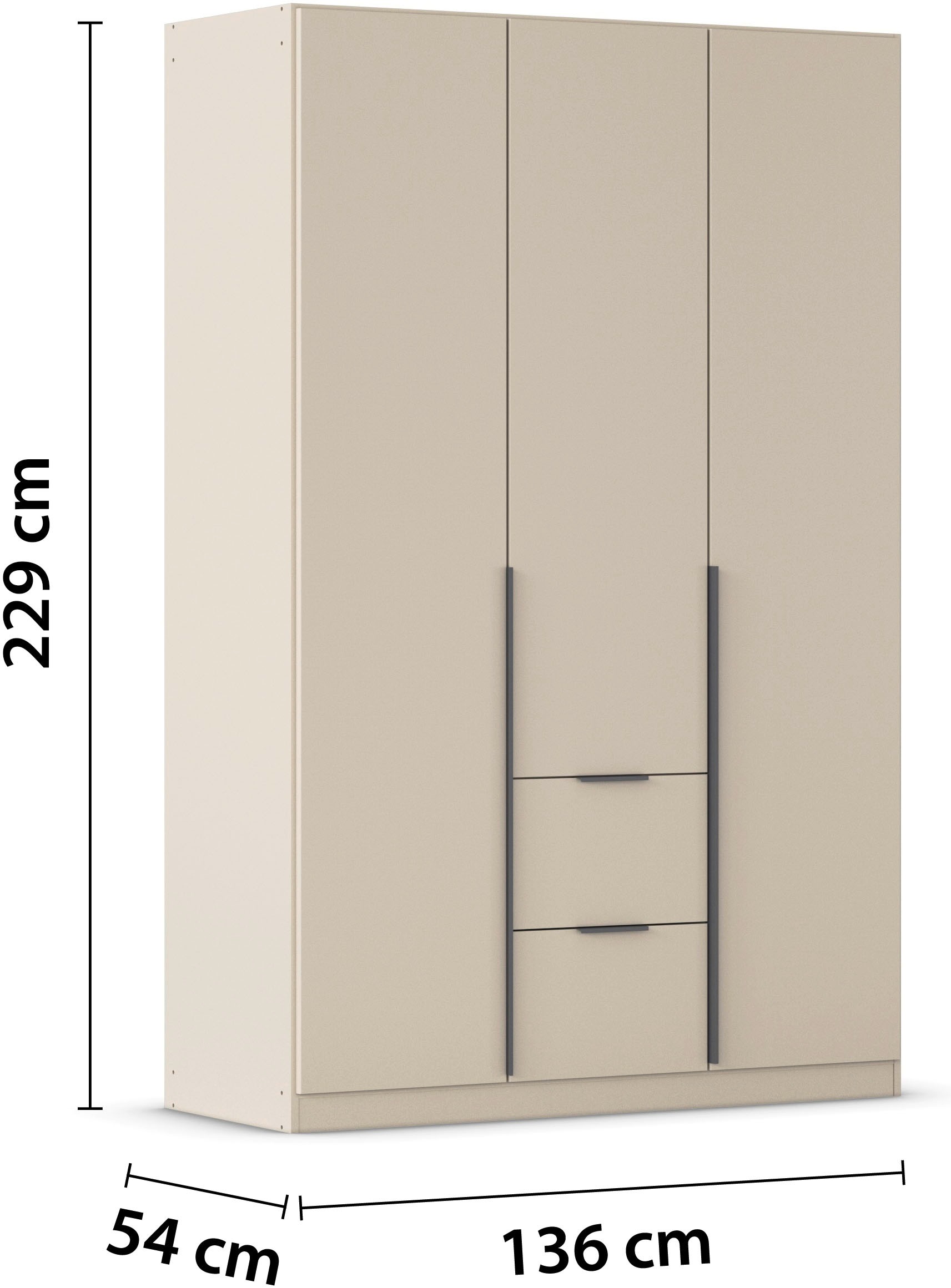 rauch Drehtürenschrank »Kleiderschrank Schrank Garderobe AGORDO mit Dekor- oder Hochglanzfront«, (in zwei Griff-Farben, Breiten 91-360 cm), mit Außenschubkästen, in 7 Breiten und 2 Höhen MADE IN GERMANY