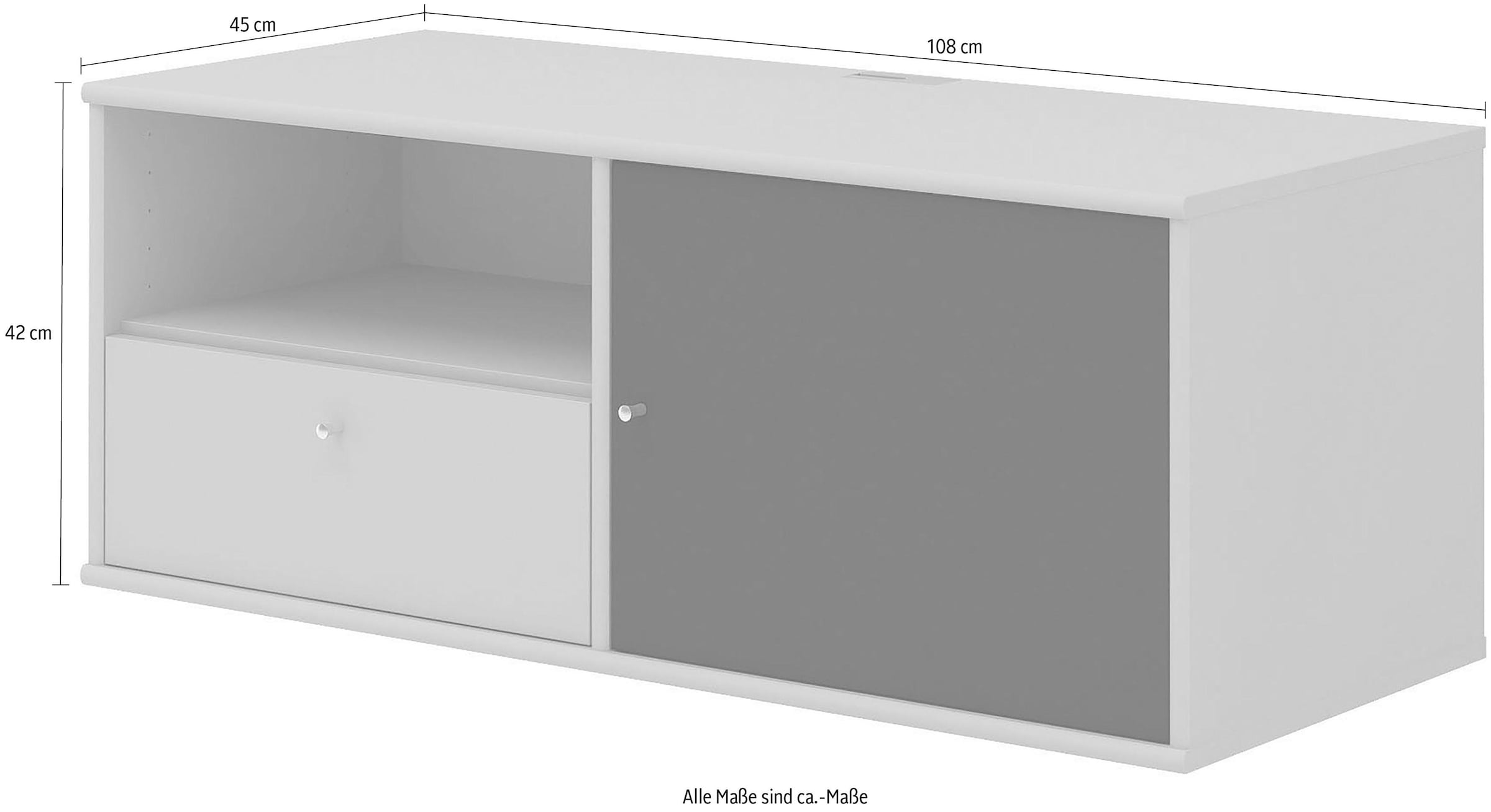 Hammel Furniture TV-Board »Mistral Fernsehschrank, Medienmöbel, Hängend«, mit Tür mit Akustikstoff, Kabeldurchführung, Lowboard, B: 108 cm