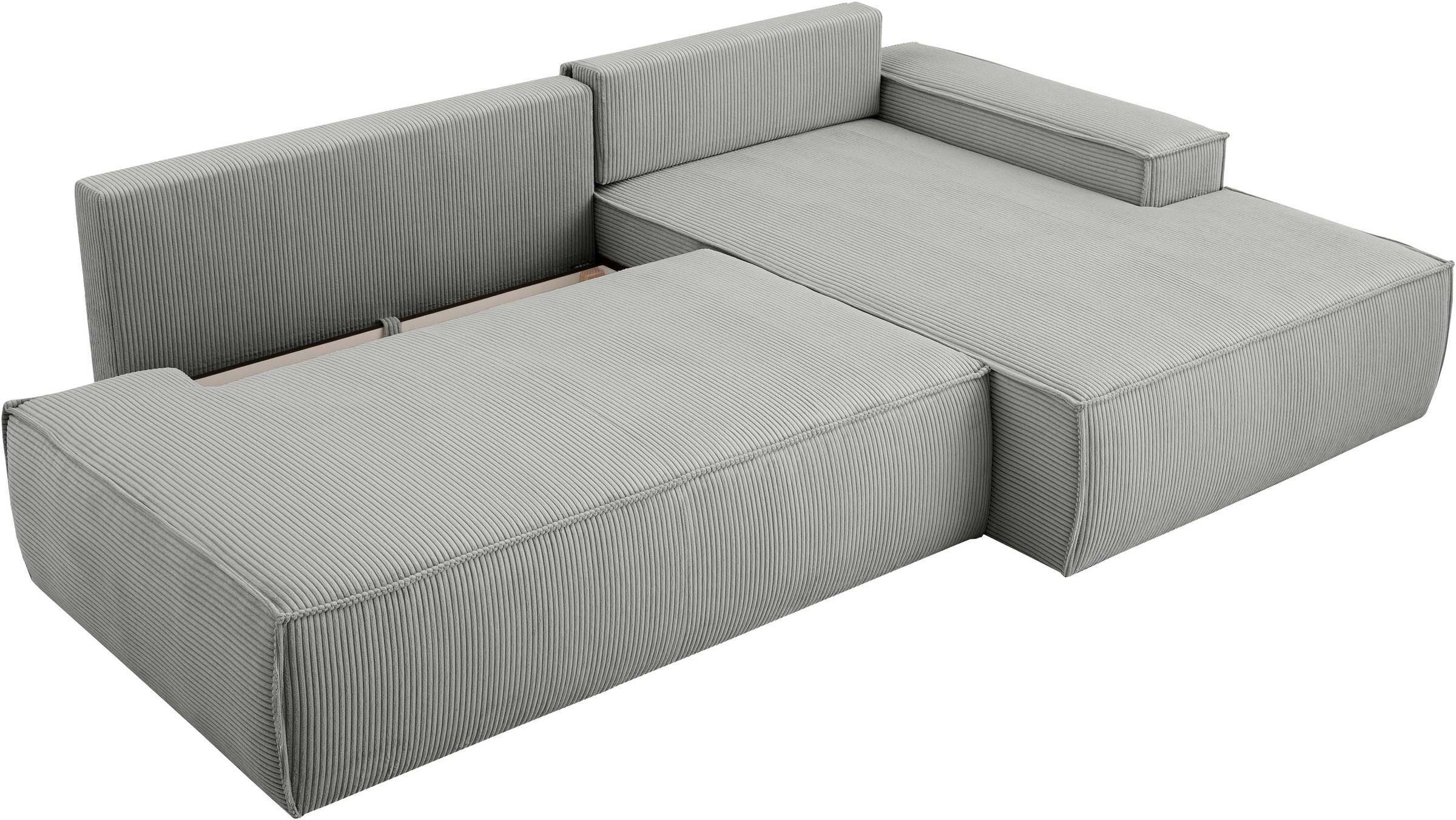 Home affaire Ecksofa »SHERWOOD, Schlafsofa in L-Form offen (275cm), Cord, Leinenoptik«, Schlaffunktion und Bettkasten, Kedernaht, hoher Sitz- & Liegekomfort