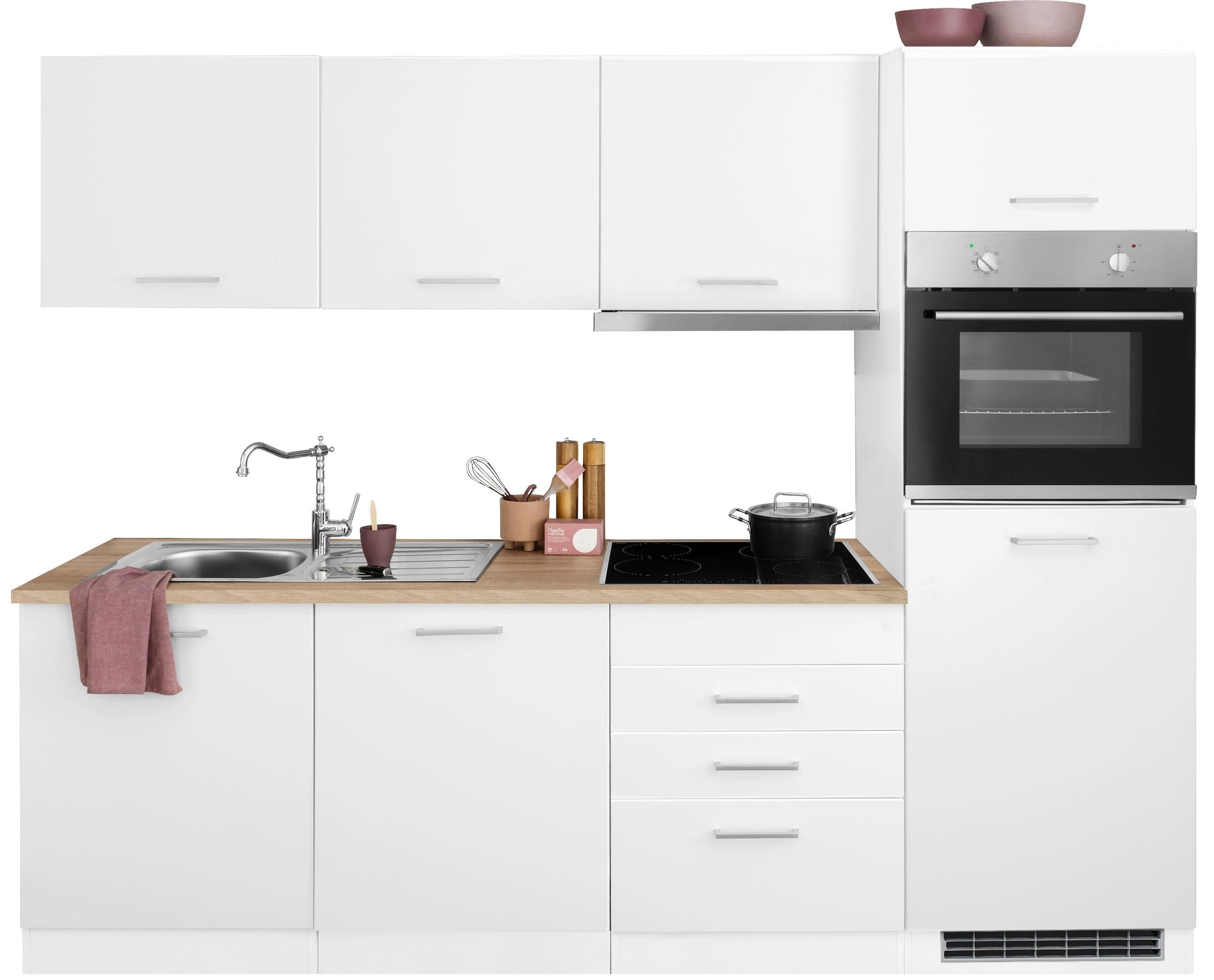 HELD MÖBEL Küchenzeile »Visby«, mit E-Geräten, Breite 240 cm inkl. Kühlschrank und Geschirrspüler