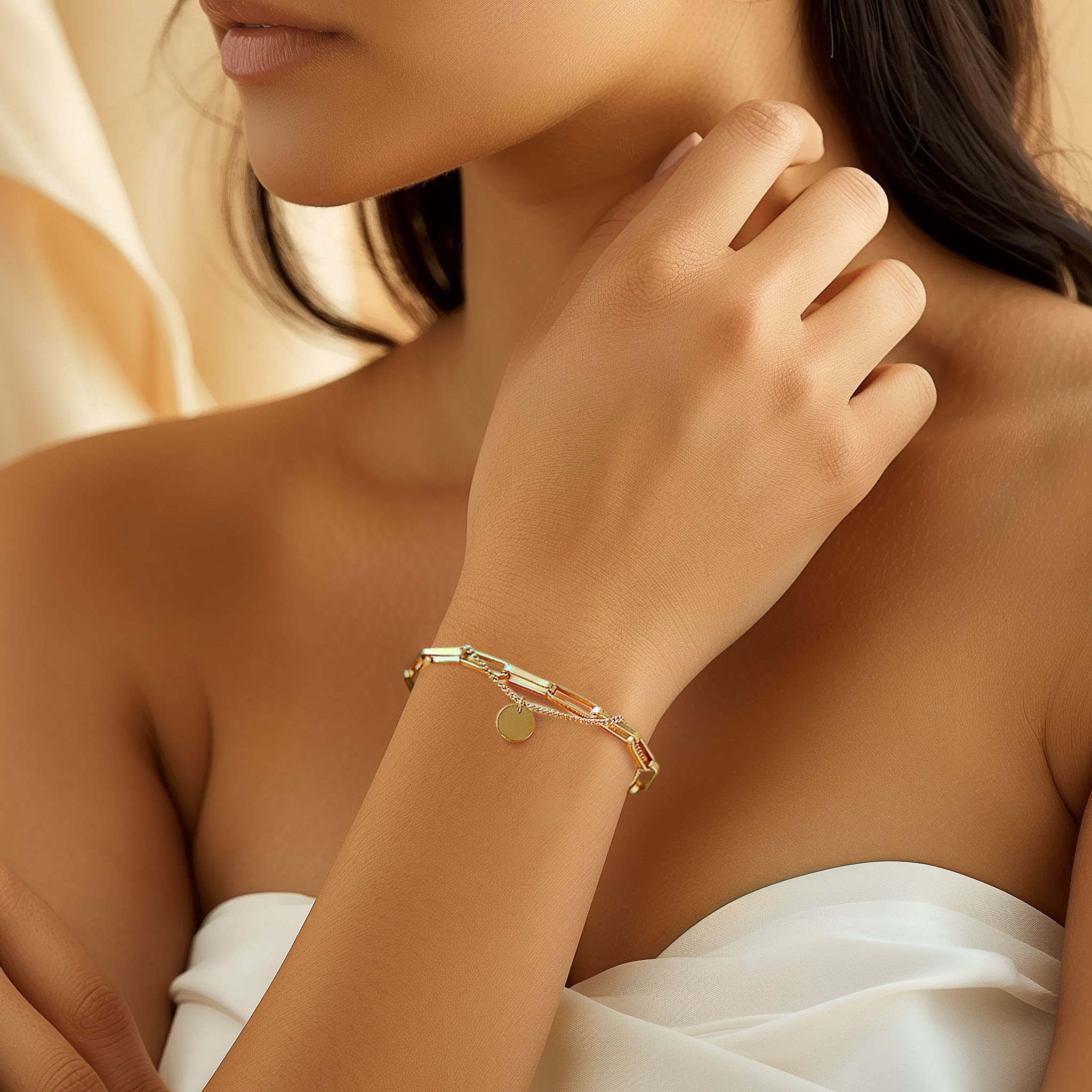 Firetti Armband »Schmuck Geschenk Edelstahl Armschmuck Ankerkettengliederung Plättchen«